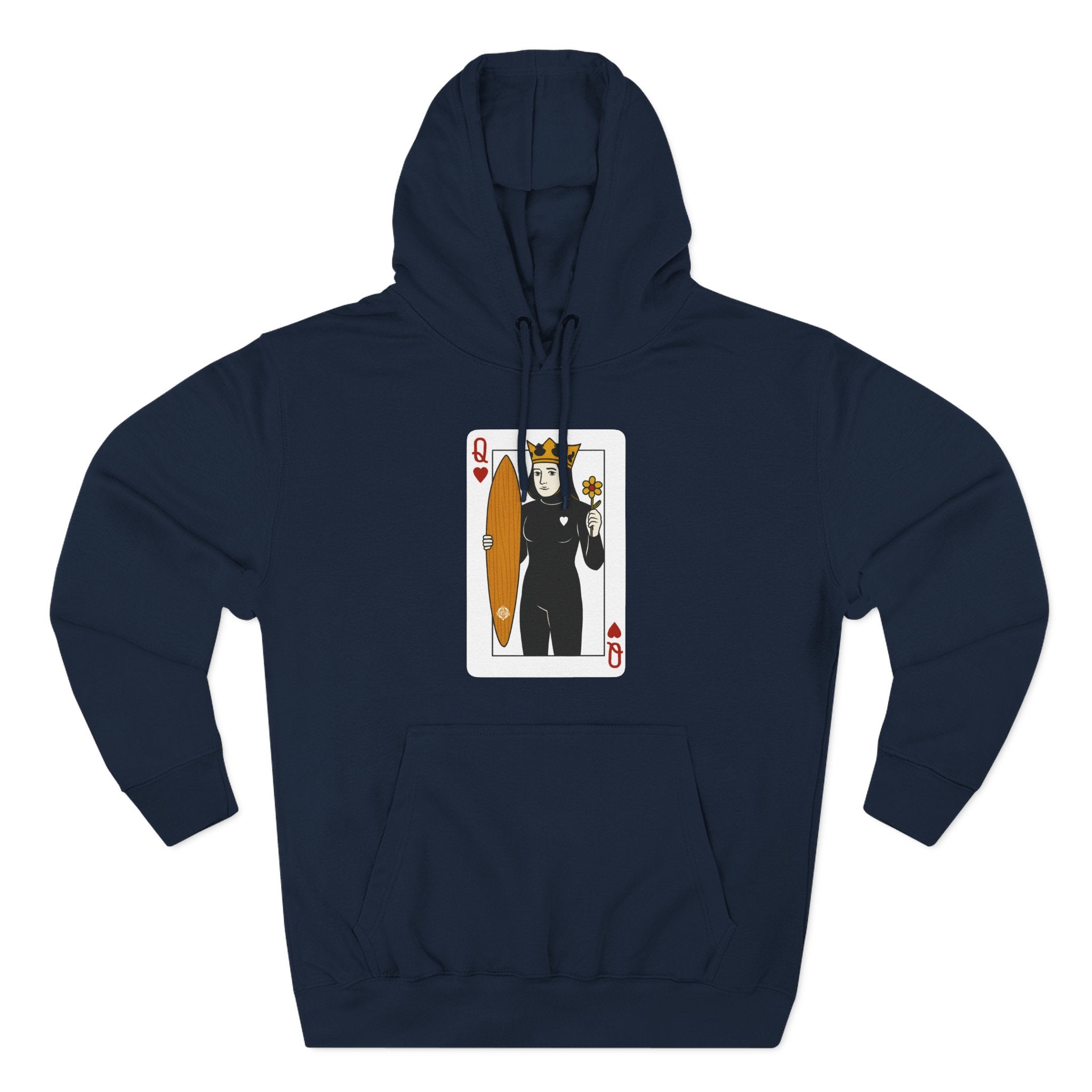 Queen of Hearts Surfer Unisex - Pull-Over Cotton Blend Fleece Hoodie