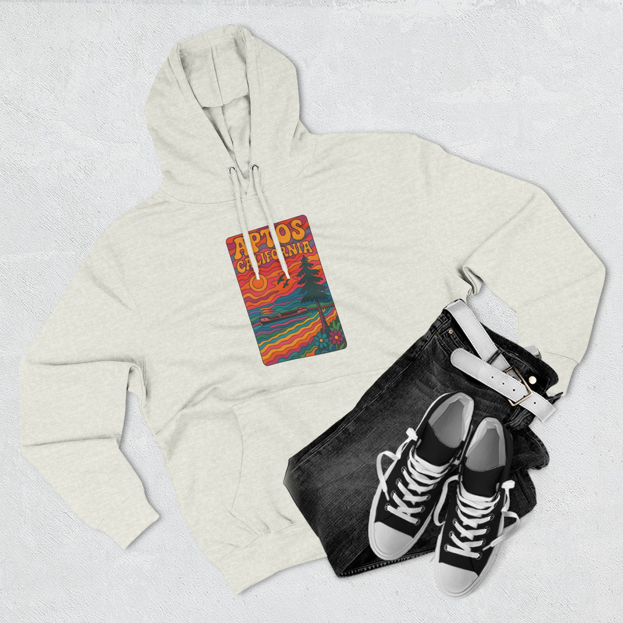 Aptos California Psychedelic Unisex - Pull-Over Cotton Blend Fleece Hoodie