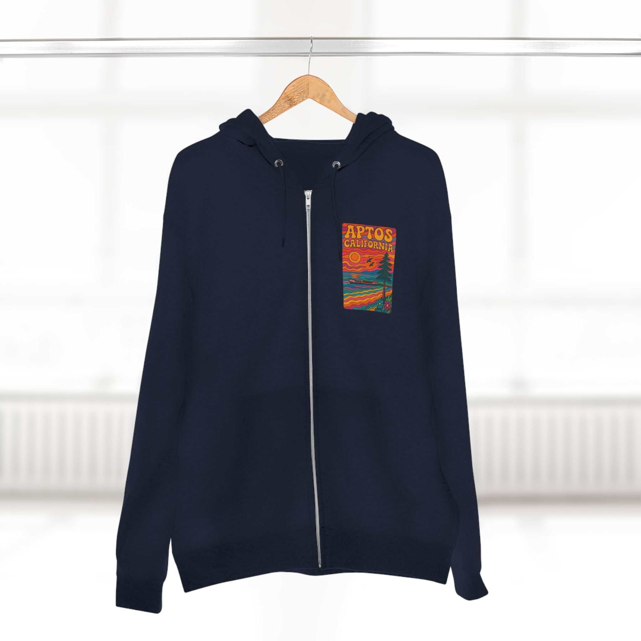 Aptos California Psychedelic Unisex - Zip Cotton Blend Fleece Hoodie