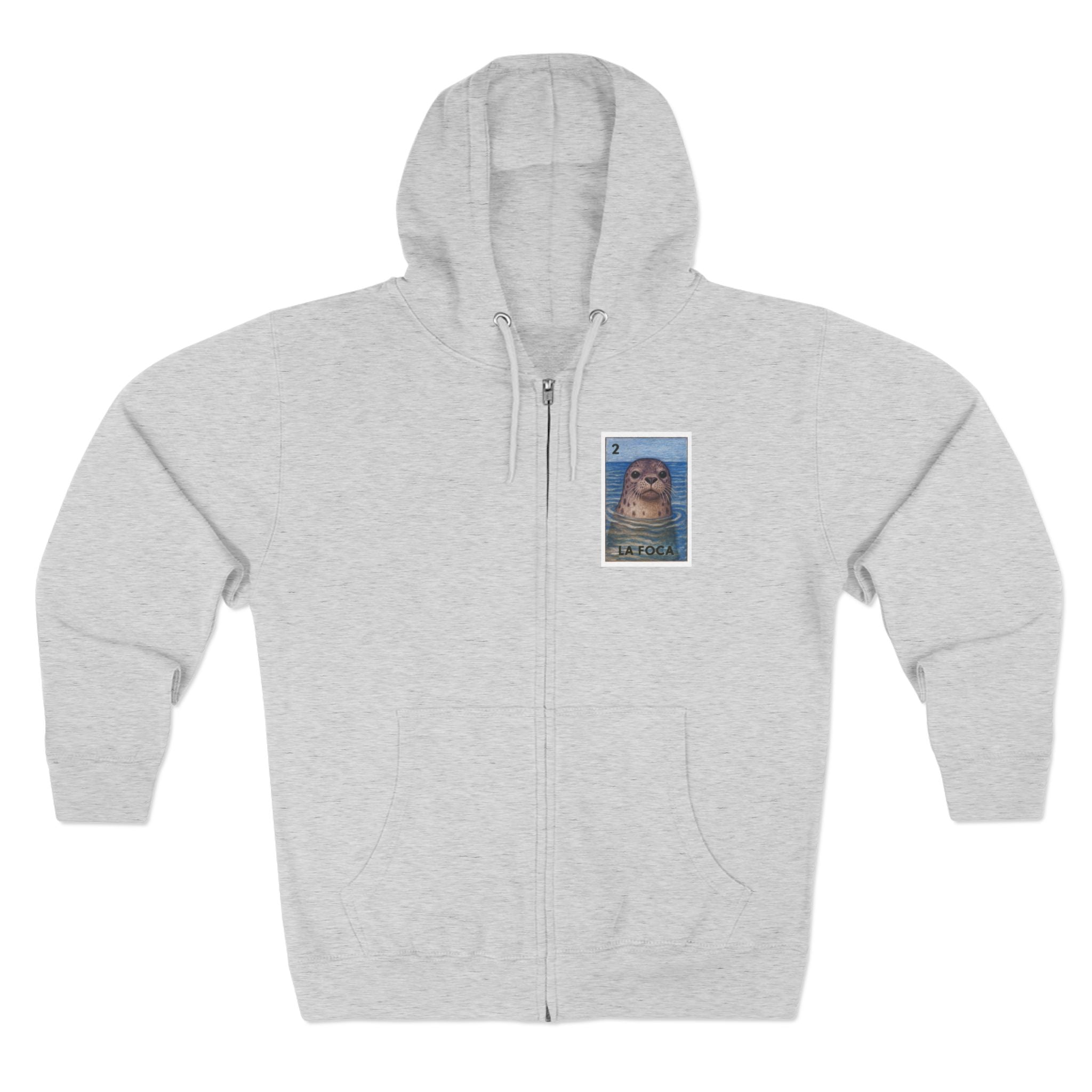 Seal Lotería Unisex - Zip Cotton Blend Fleece Hoodie (La Foca)