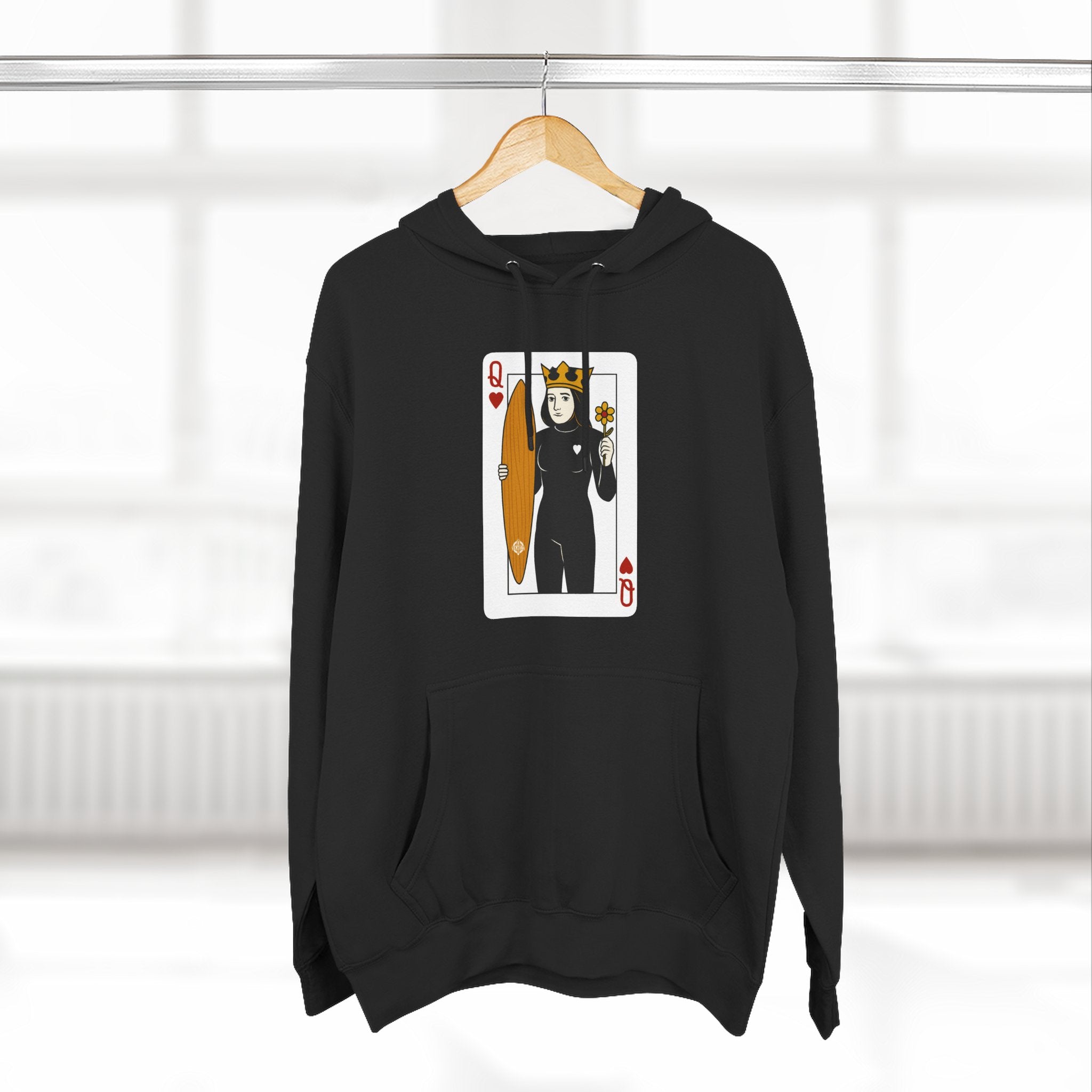 Queen of Hearts Surfer Unisex - Pull-Over Cotton Blend Fleece Hoodie