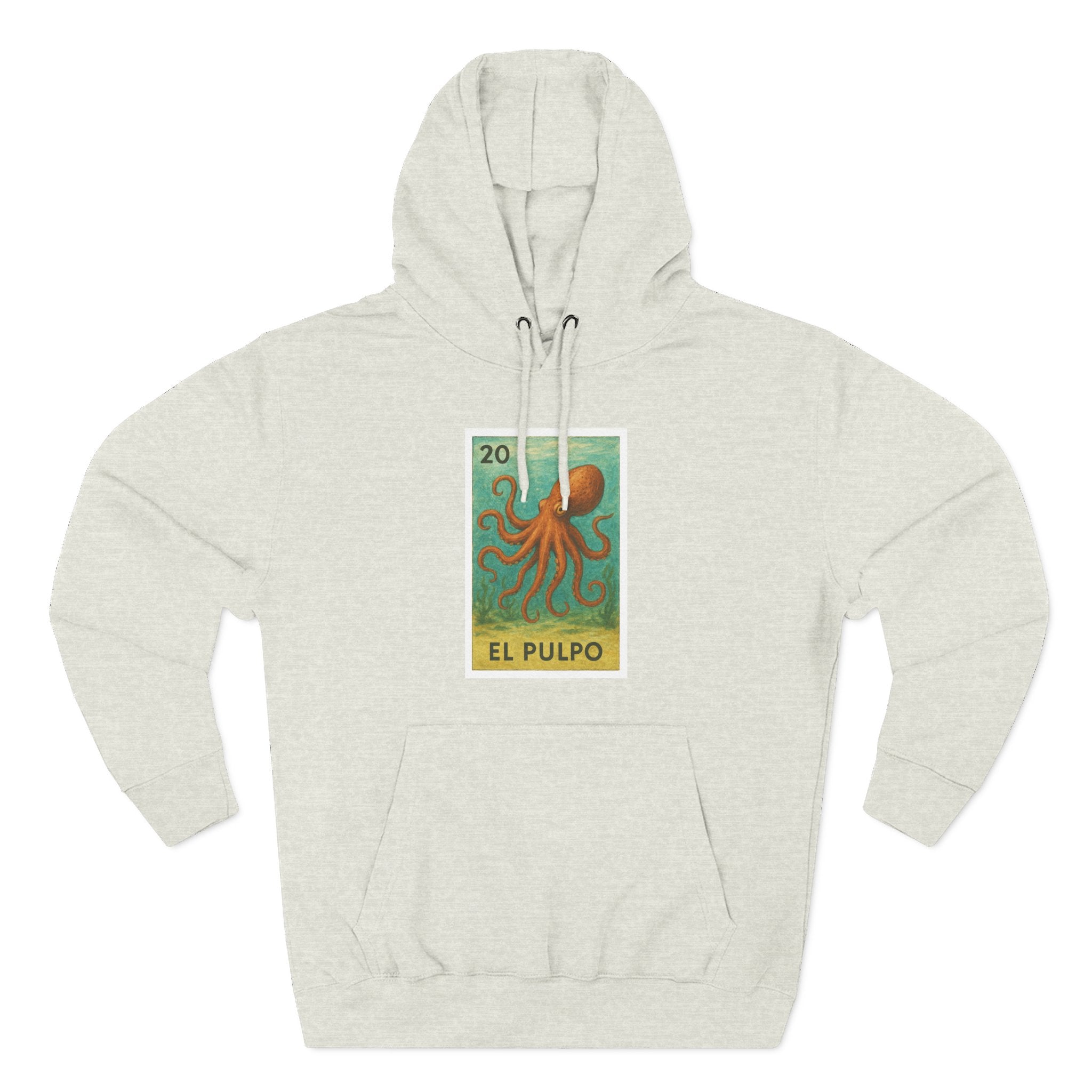 Octopus Lotería Unisex - Pull-Over Cotton Blend Fleece Hoodie (El Pulpo)