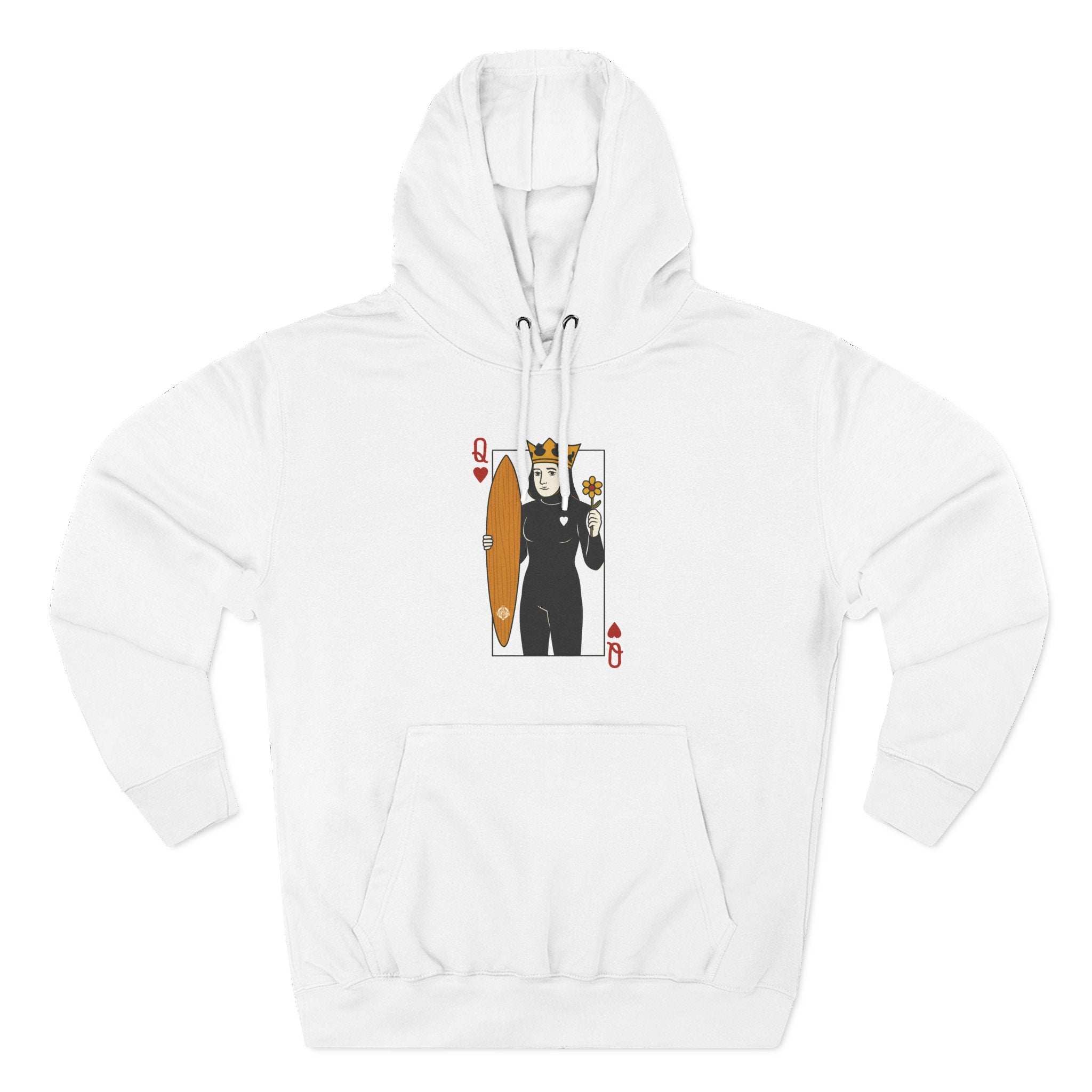Queen of Hearts Surfer Unisex - Pull-Over Cotton Blend Fleece Hoodie