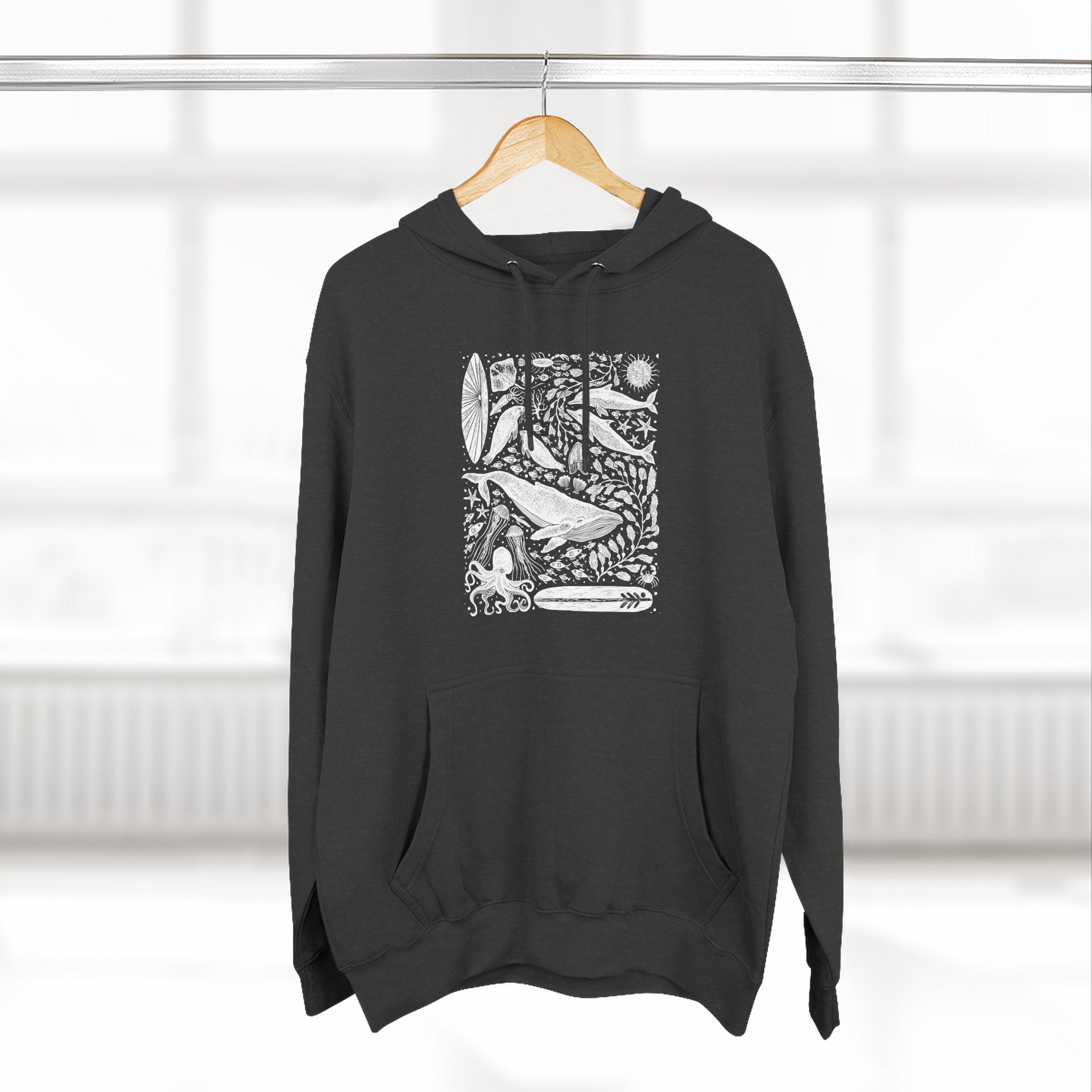Ventana Marine Life by Lili Arnold Unisex - Pull-Over Cotton Blend Fleece Hoodie