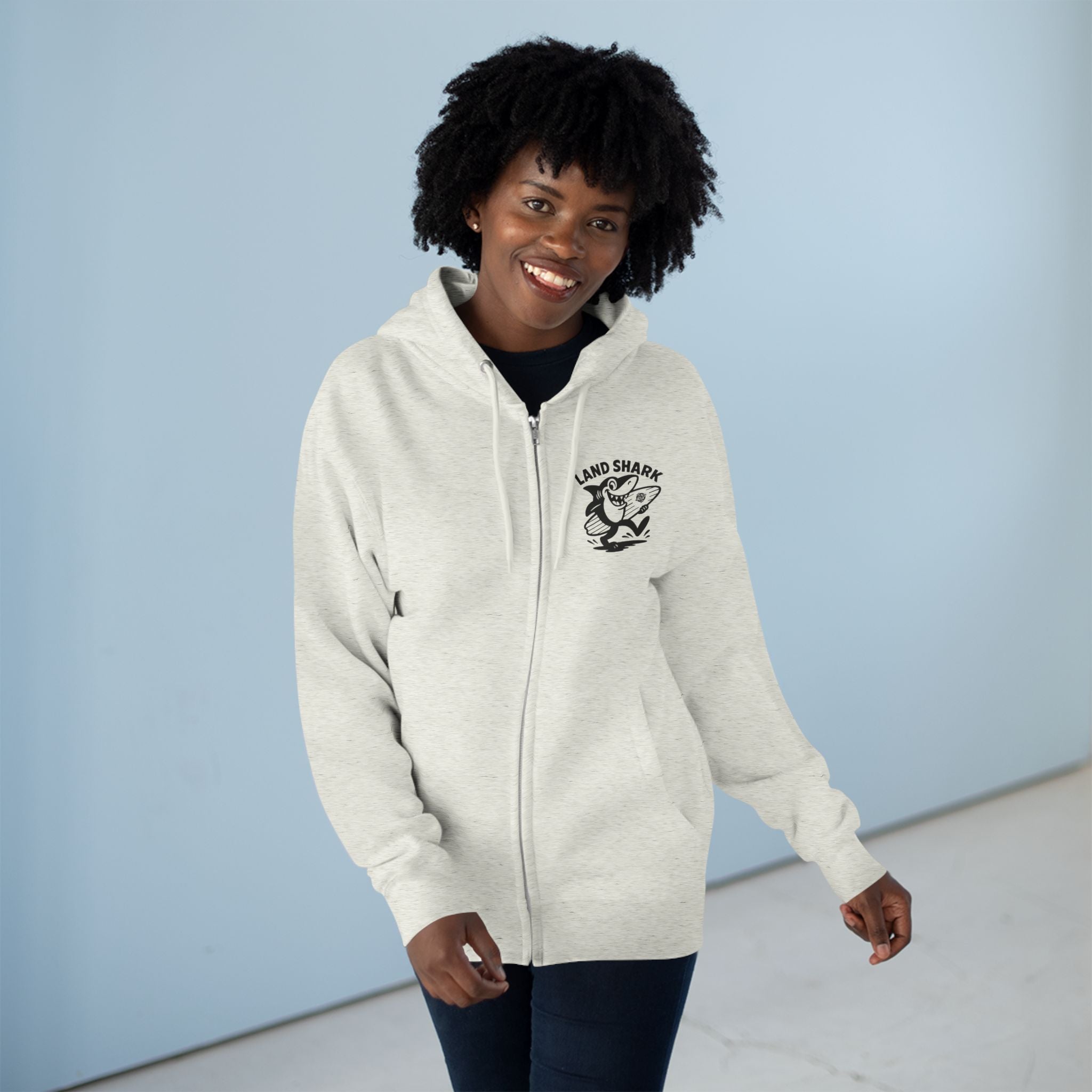 Land Shark Unisex - Zip Cotton Blend Fleece Hoodie