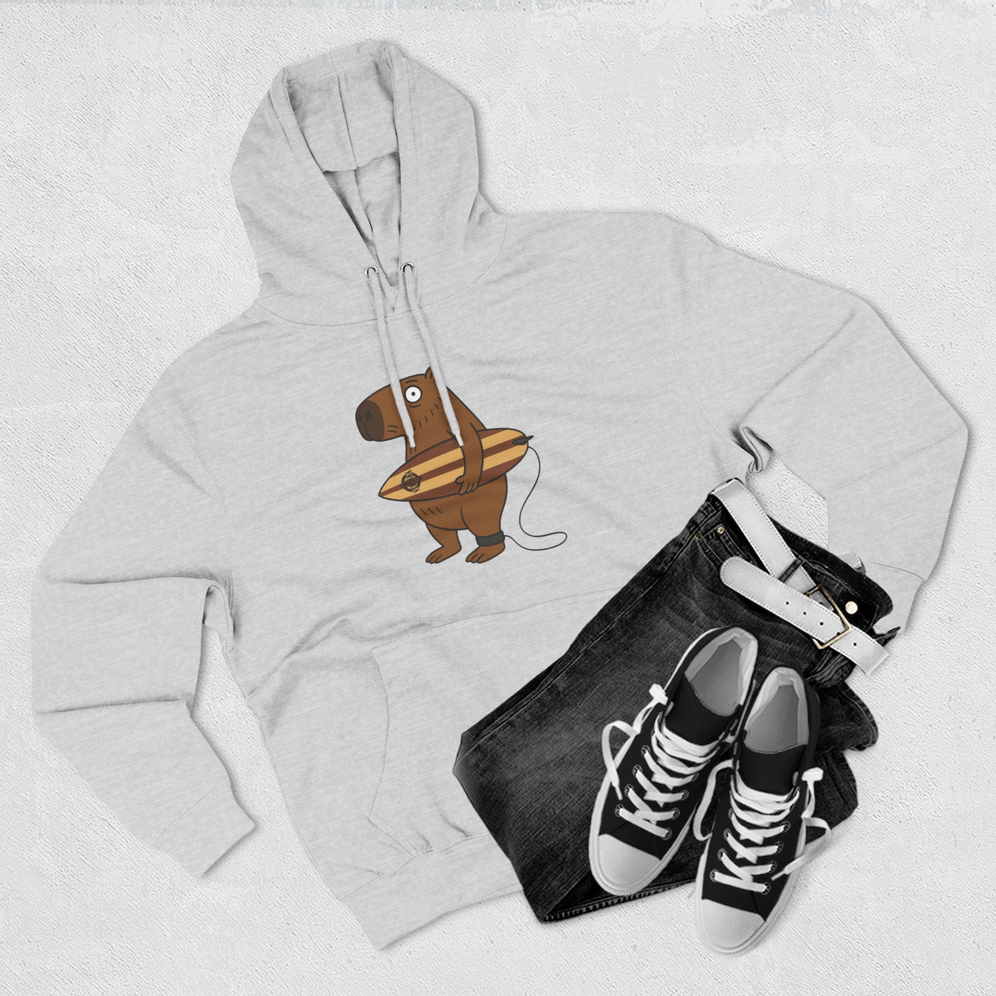 Capybara Surfer Unisex - Pull-Over Cotton Blend Fleece Hoodie