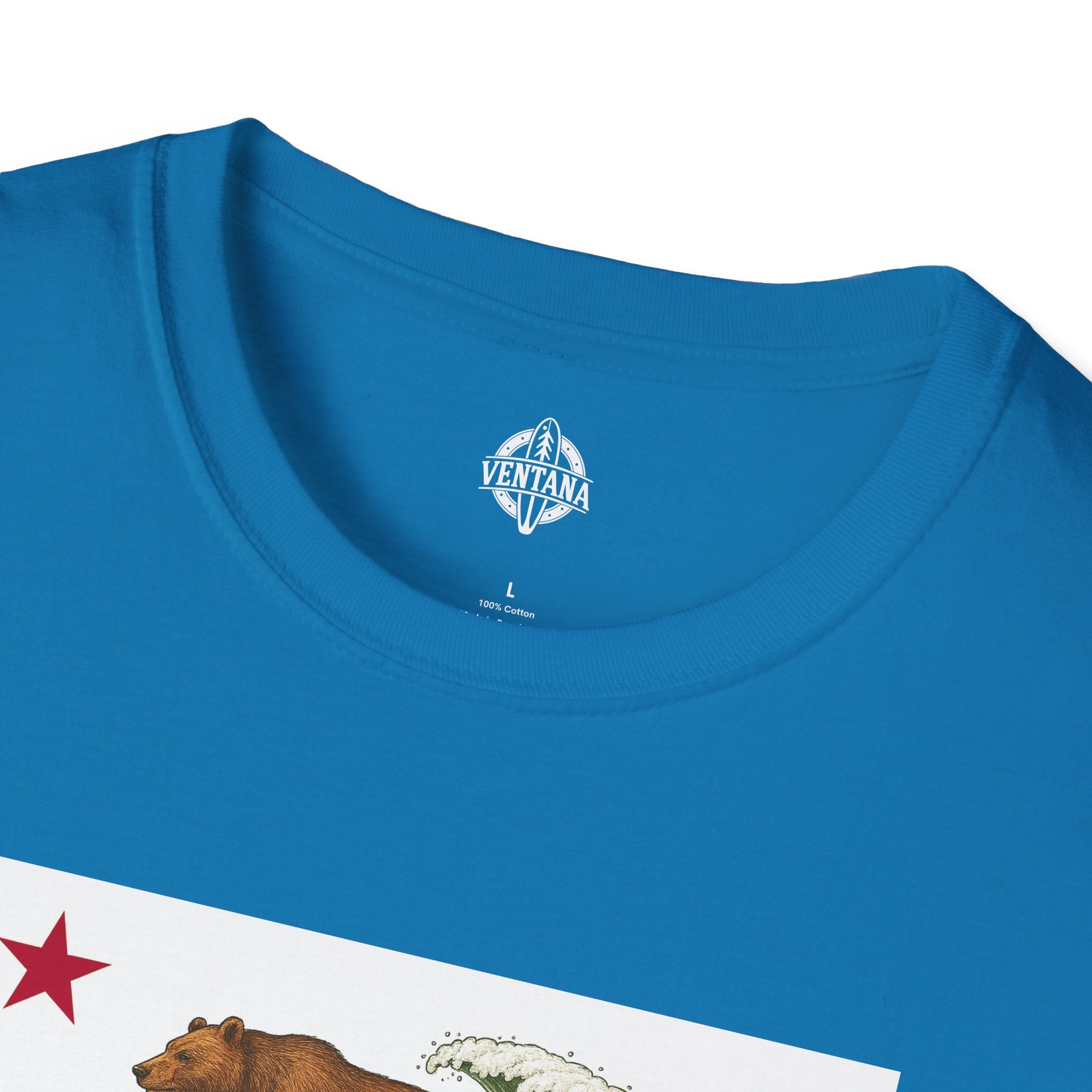 California Surfing Bear Flag Unisex - Soft Style U.S. Cotton T-Shirt