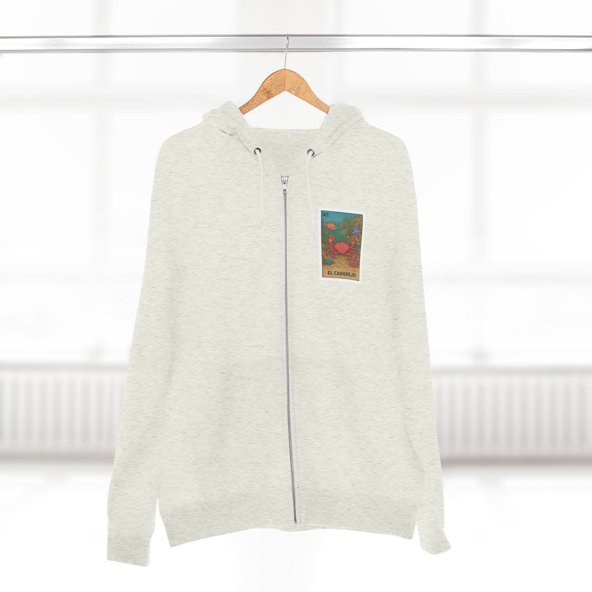 Crab Lotería Unisex - Zip Cotton Blend Fleece Hoodie (El Cangrejo)