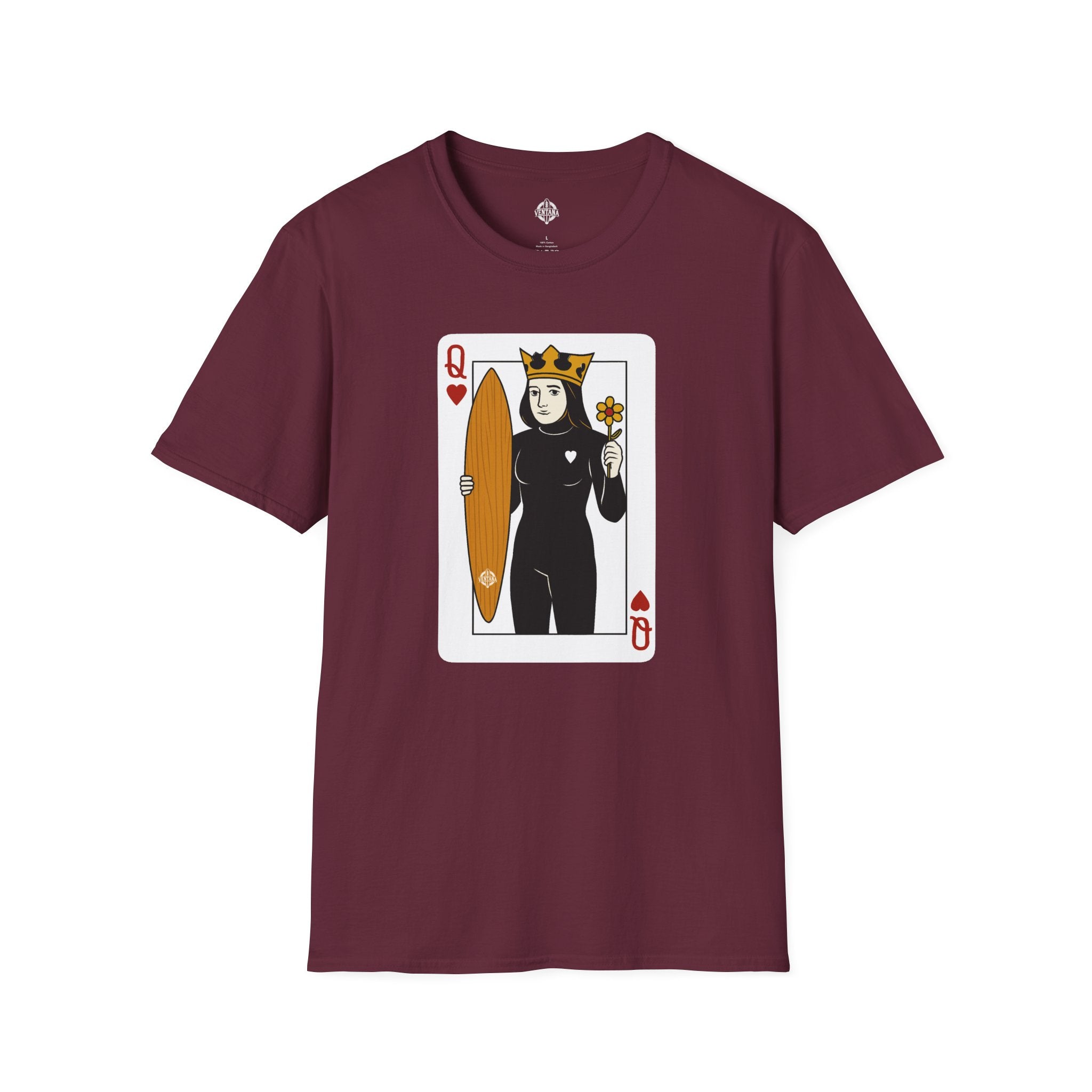 Queen of Hearts Surfer Unisex - U.S. Cotton T-Shirt