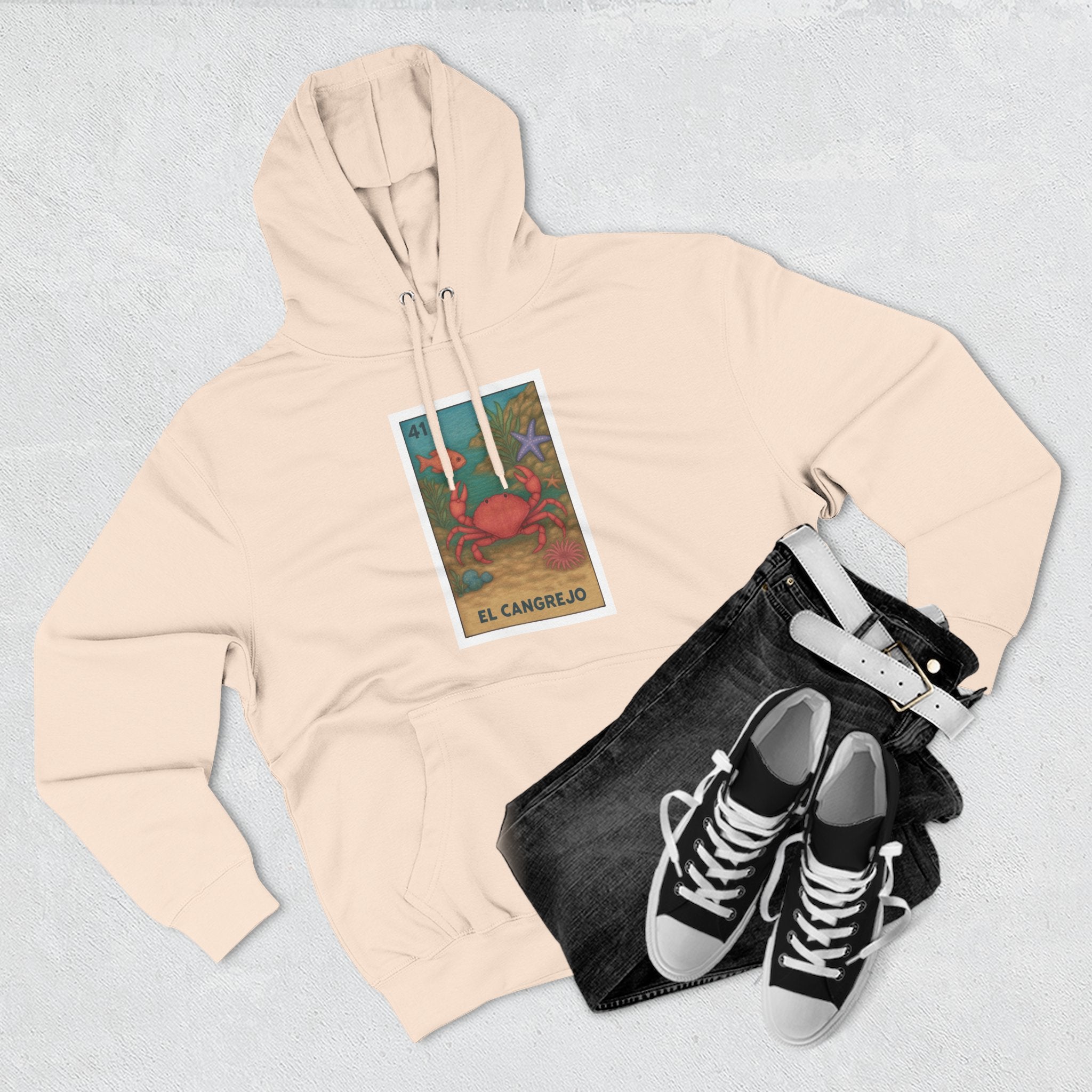 Crab Lotería Unisex - Pull-Over Cotton Blend Fleece Hoodie (El Cangrejo)