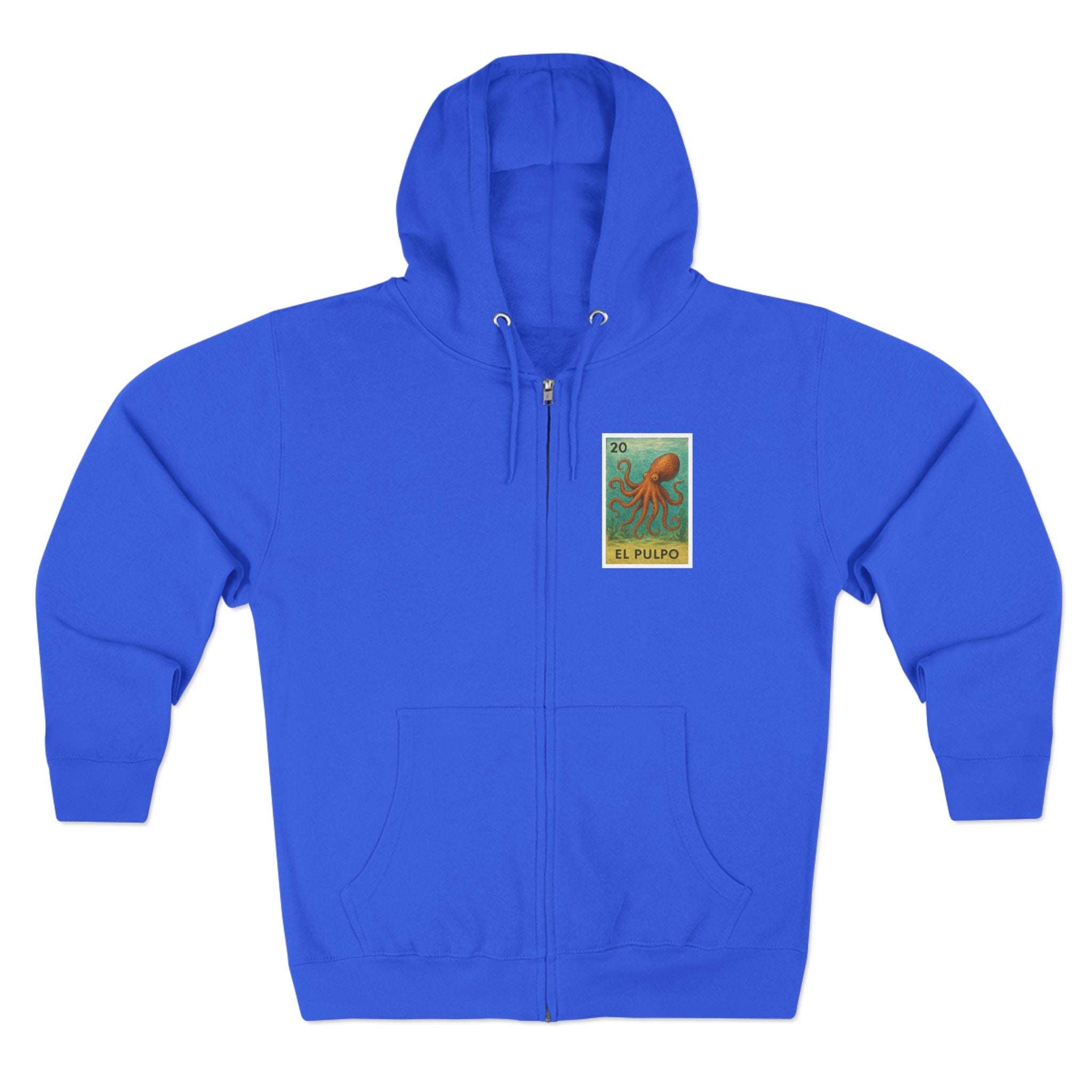 Octopus Lotería Unisex - Zip Cotton Blend Fleece Hoodie (El Pulpo)