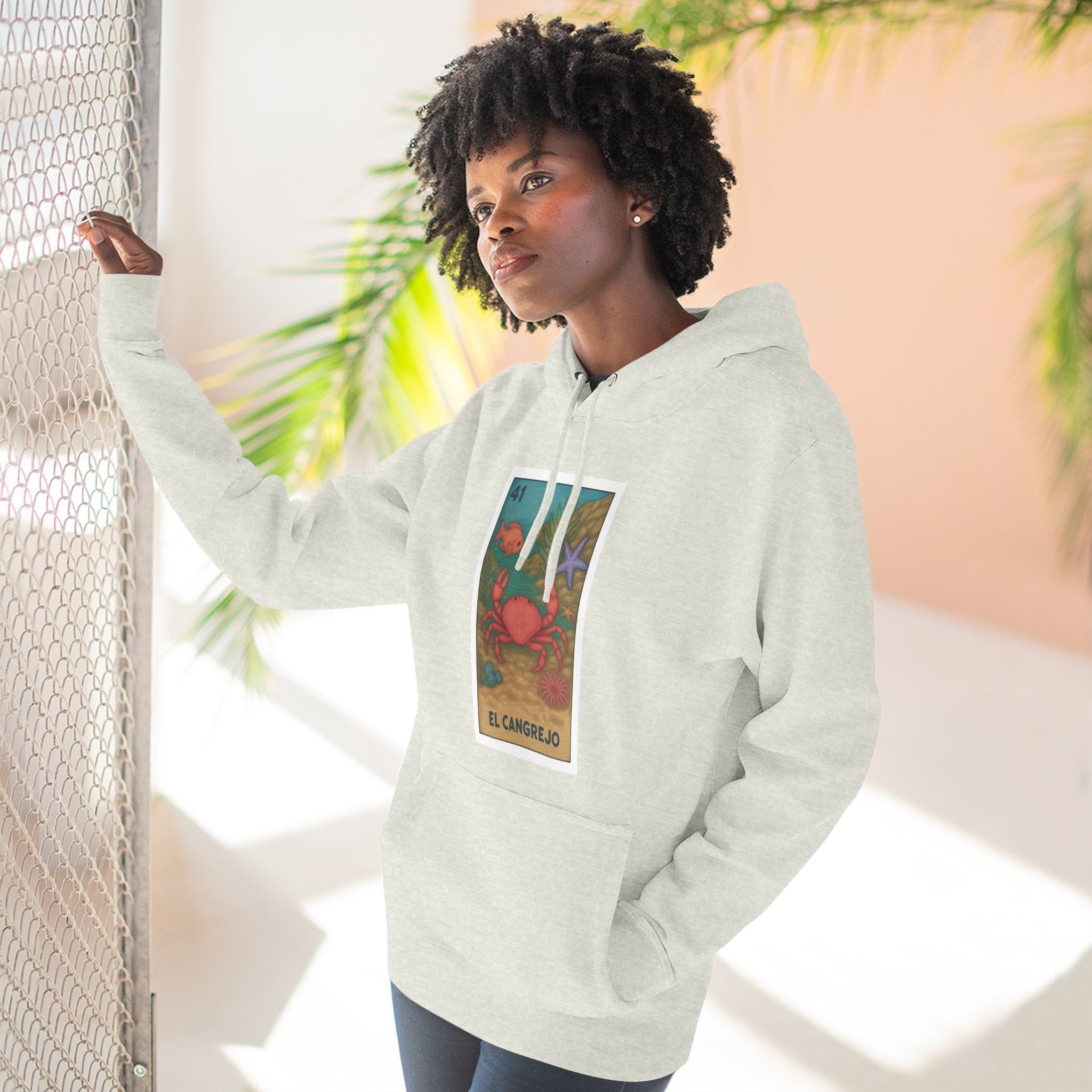 Crab Lotería Unisex - Pull-Over Cotton Blend Fleece Hoodie (El Cangrejo)