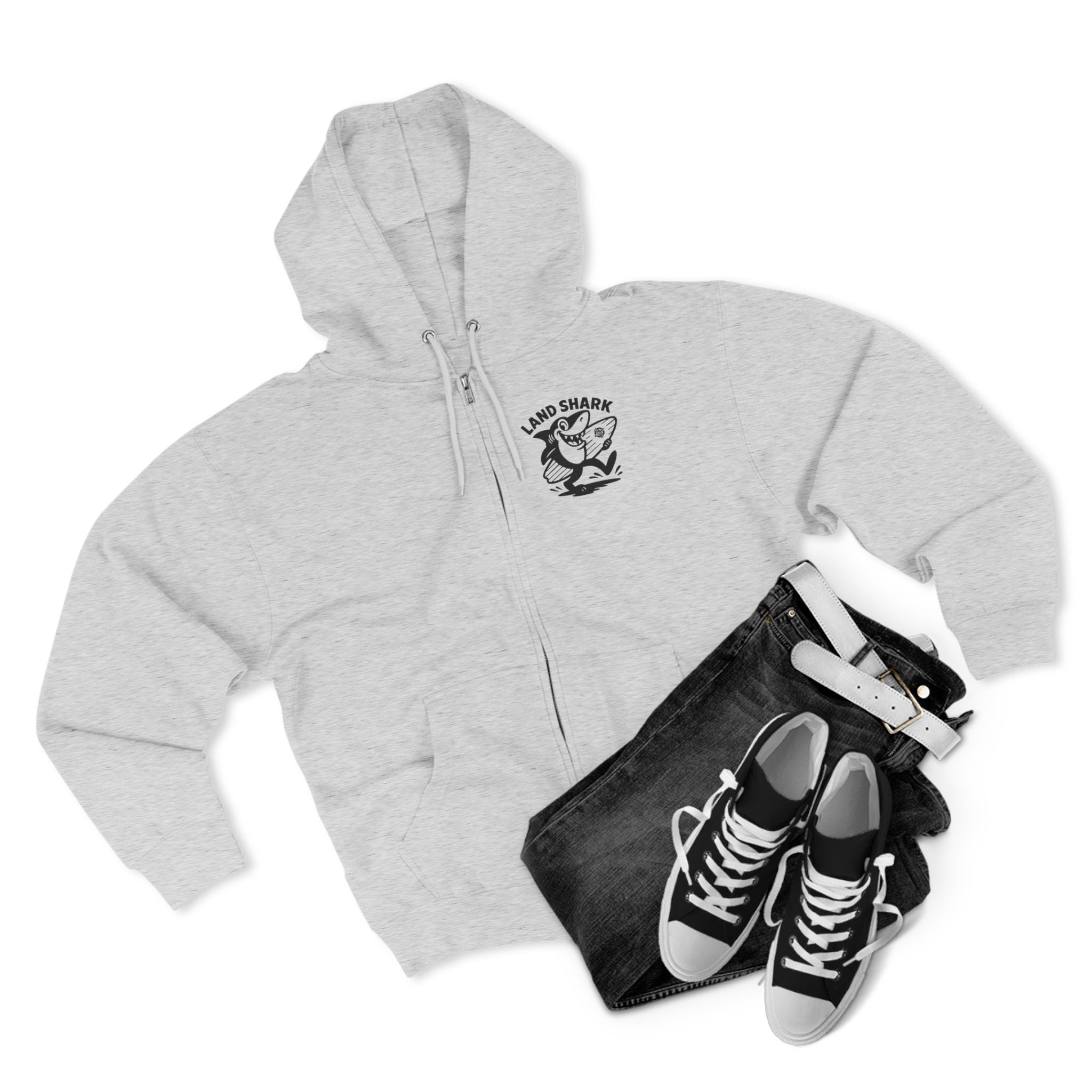 Land Shark Unisex - Zip Cotton Blend Fleece Hoodie