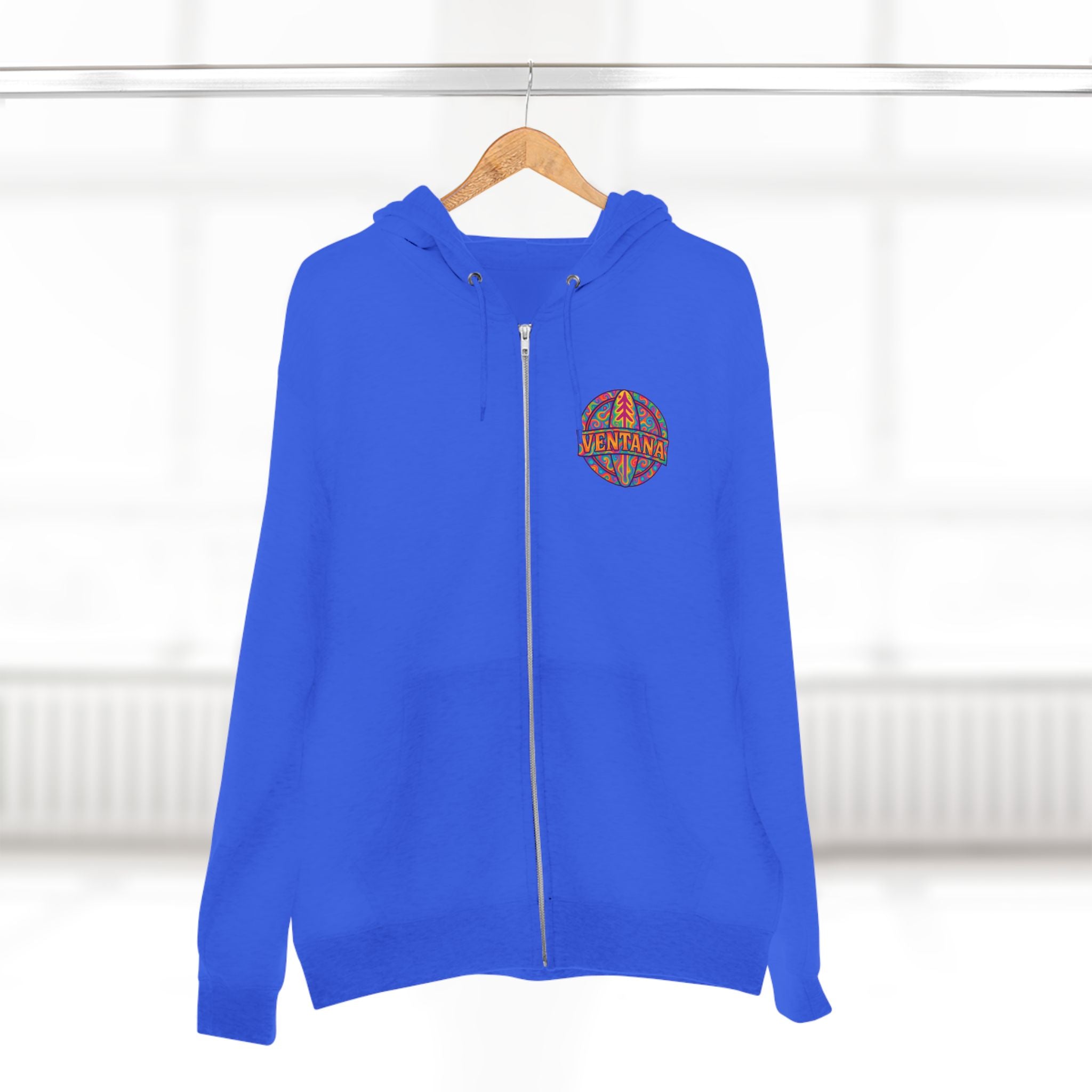 Ventana Psychedelic Treefish Logo Unisex - Zip Cotton Blend Fleece Hoodie