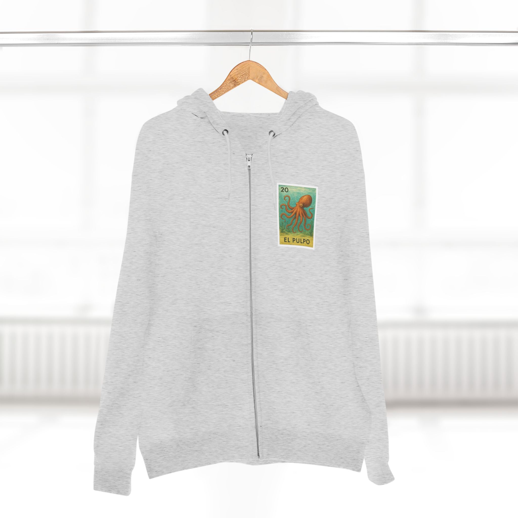 Octopus Lotería Unisex - Zip Cotton Blend Fleece Hoodie (El Pulpo)