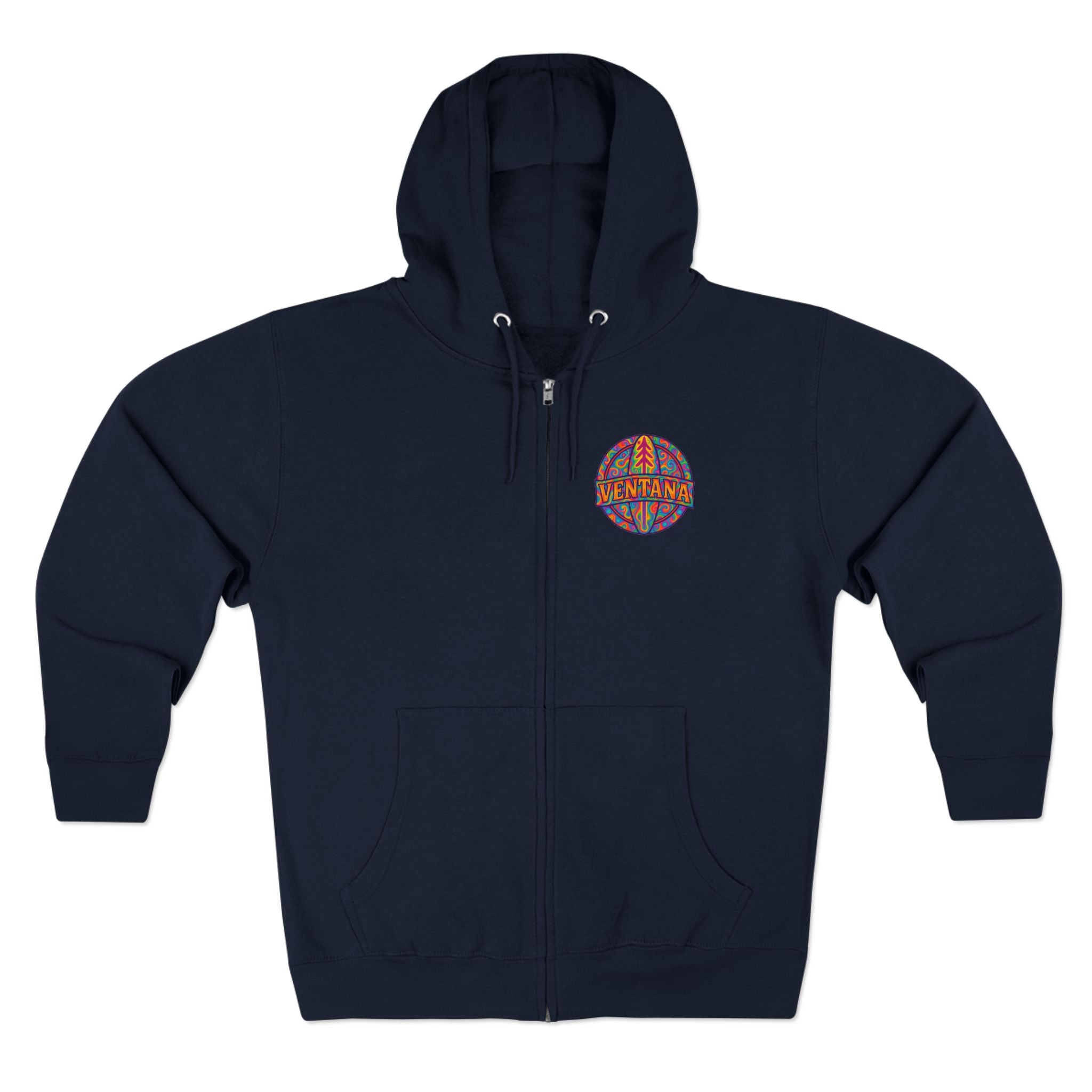 Ventana Psychedelic Treefish Logo Unisex - Zip Cotton Blend Fleece Hoodie