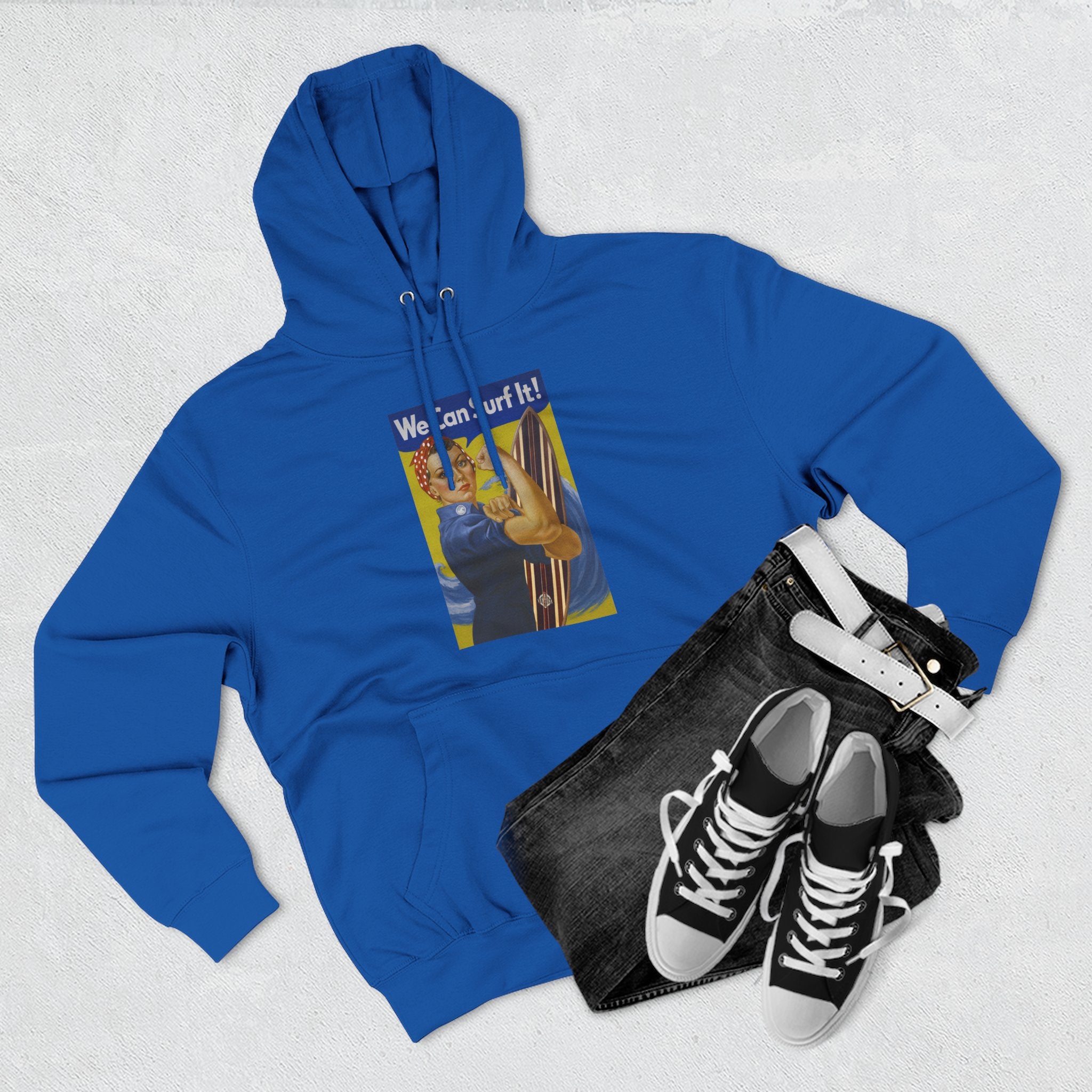 Rosie the Surfer - Pull-Over Cotton Blend Fleece Hoodie