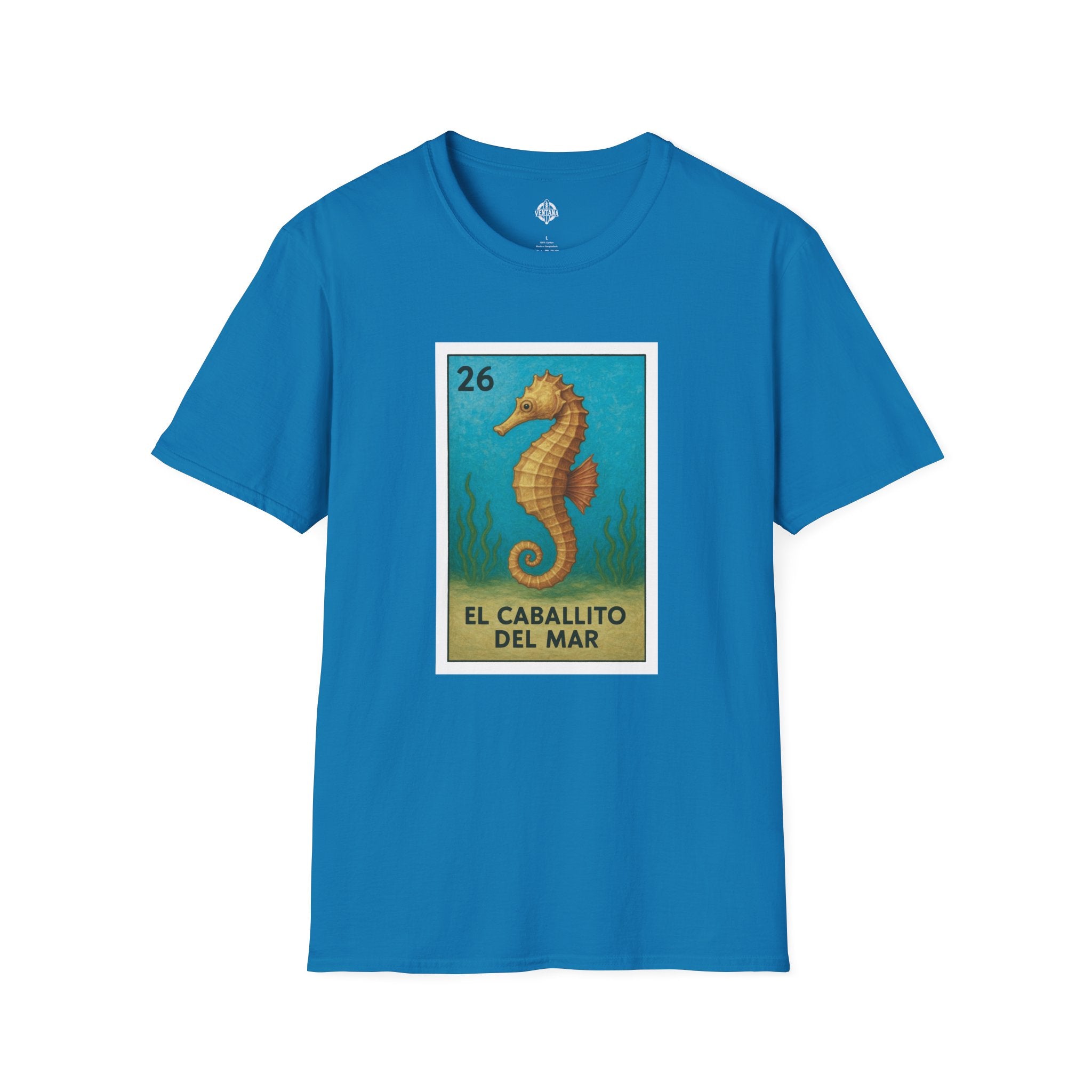 Seahorse Lotería Unisex - Soft Style U.S. Cotton T-Shirt (El Caballito del Mar)