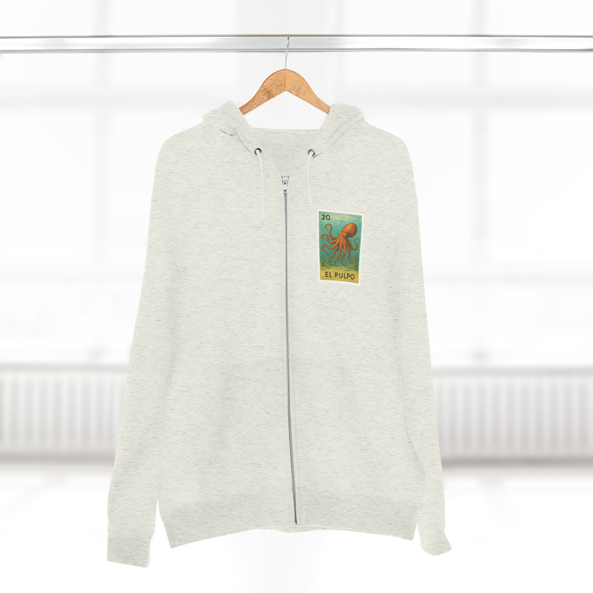 Octopus Lotería Unisex - Zip Cotton Blend Fleece Hoodie (El Pulpo)