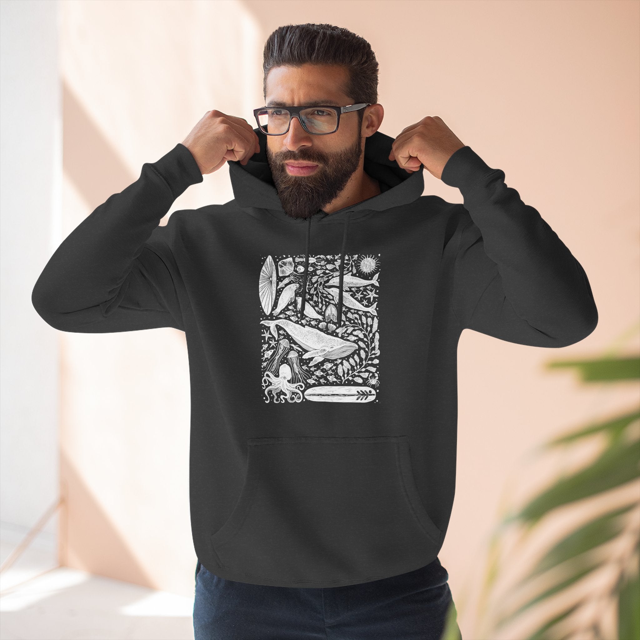 Ventana Marine Life by Lili Arnold Unisex - Pull-Over Cotton Blend Fleece Hoodie