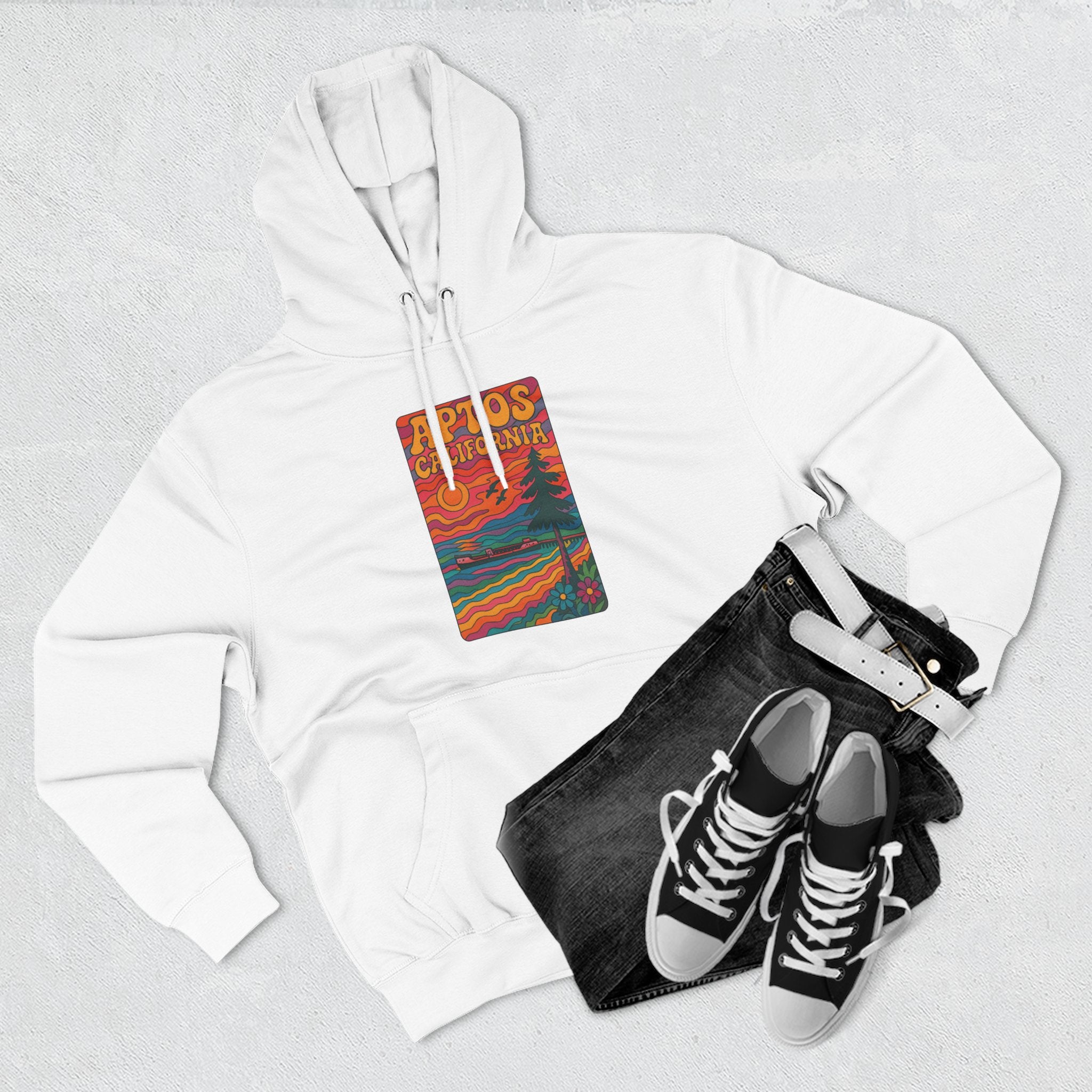 Aptos California Psychedelic Unisex - Pull-Over Cotton Blend Fleece Hoodie