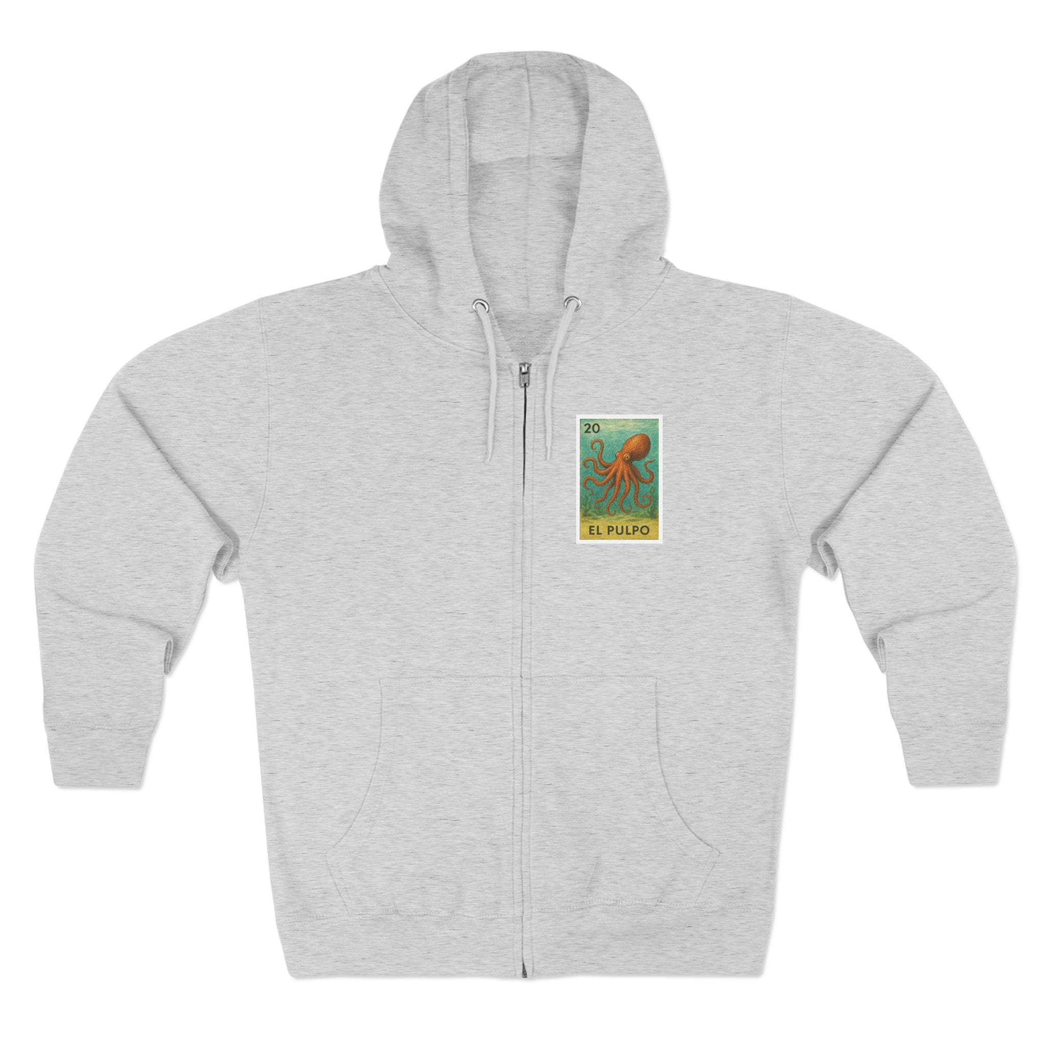 Octopus Lotería Unisex - Zip Cotton Blend Fleece Hoodie (El Pulpo)