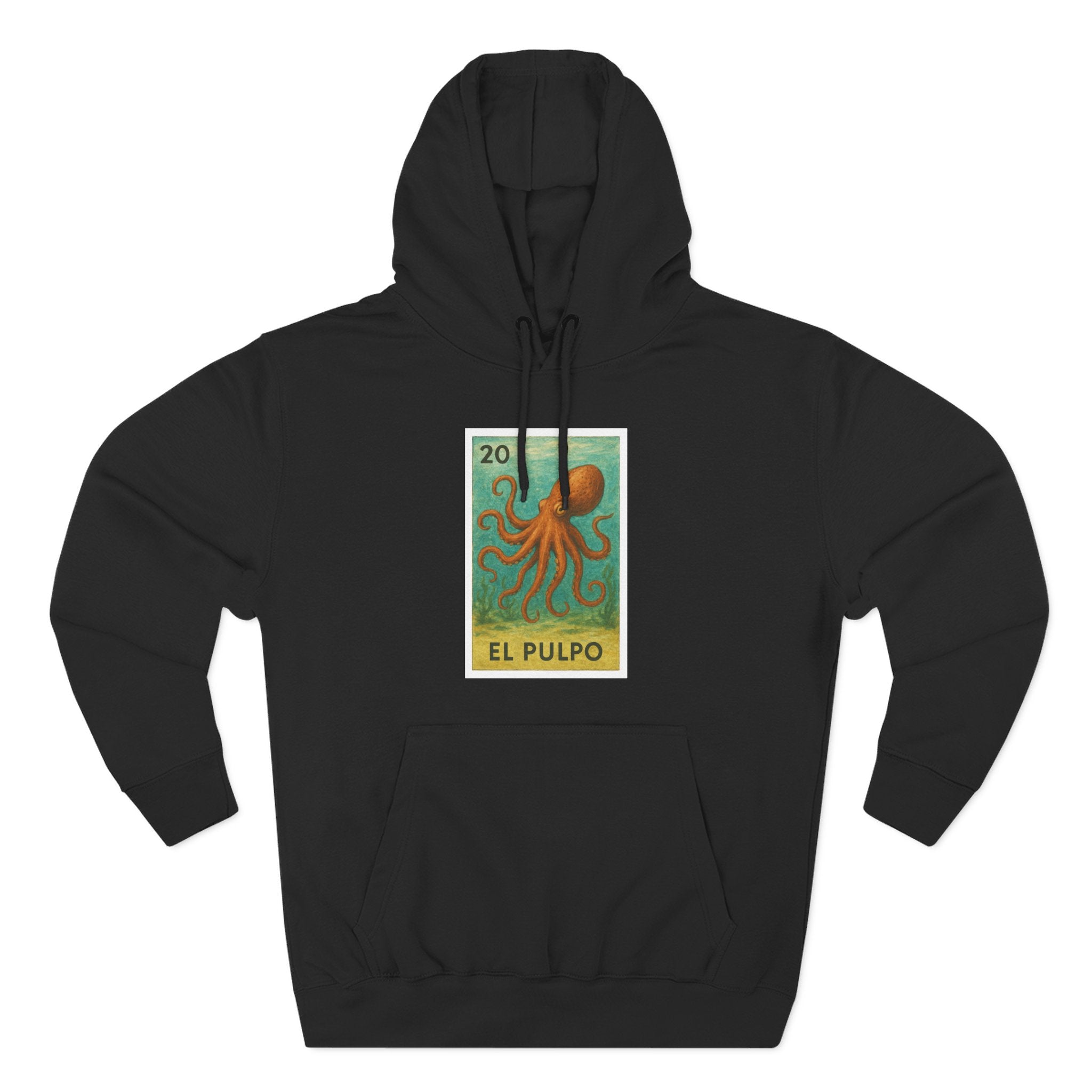 Octopus Lotería Unisex - Pull-Over Cotton Blend Fleece Hoodie (El Pulpo)