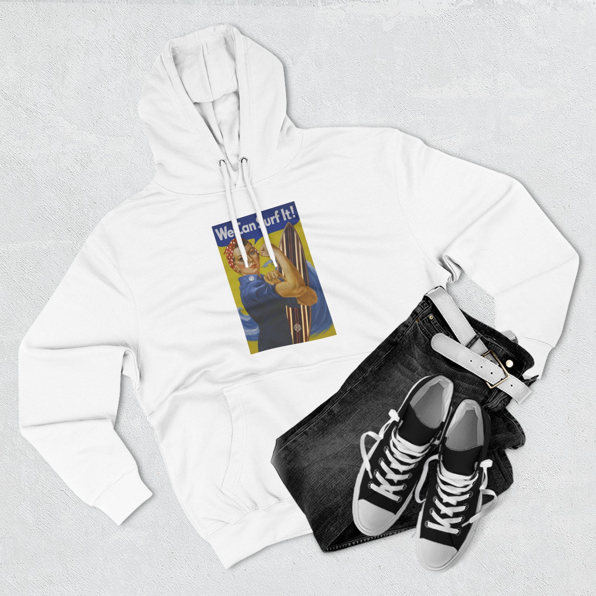Rosie the Surfer - Pull-Over Cotton Blend Fleece Hoodie