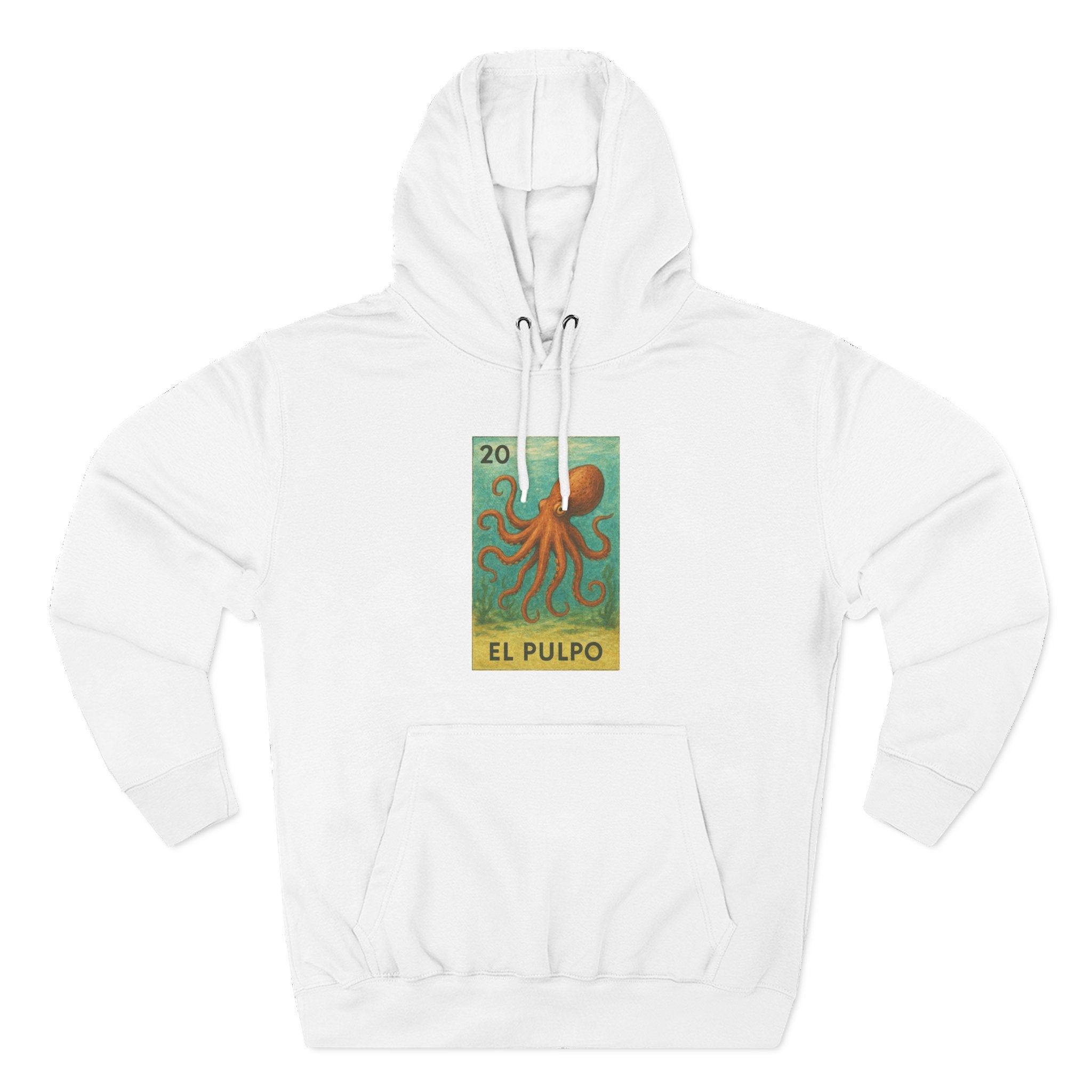 Octopus Lotería Unisex - Pull-Over Cotton Blend Fleece Hoodie (El Pulpo)