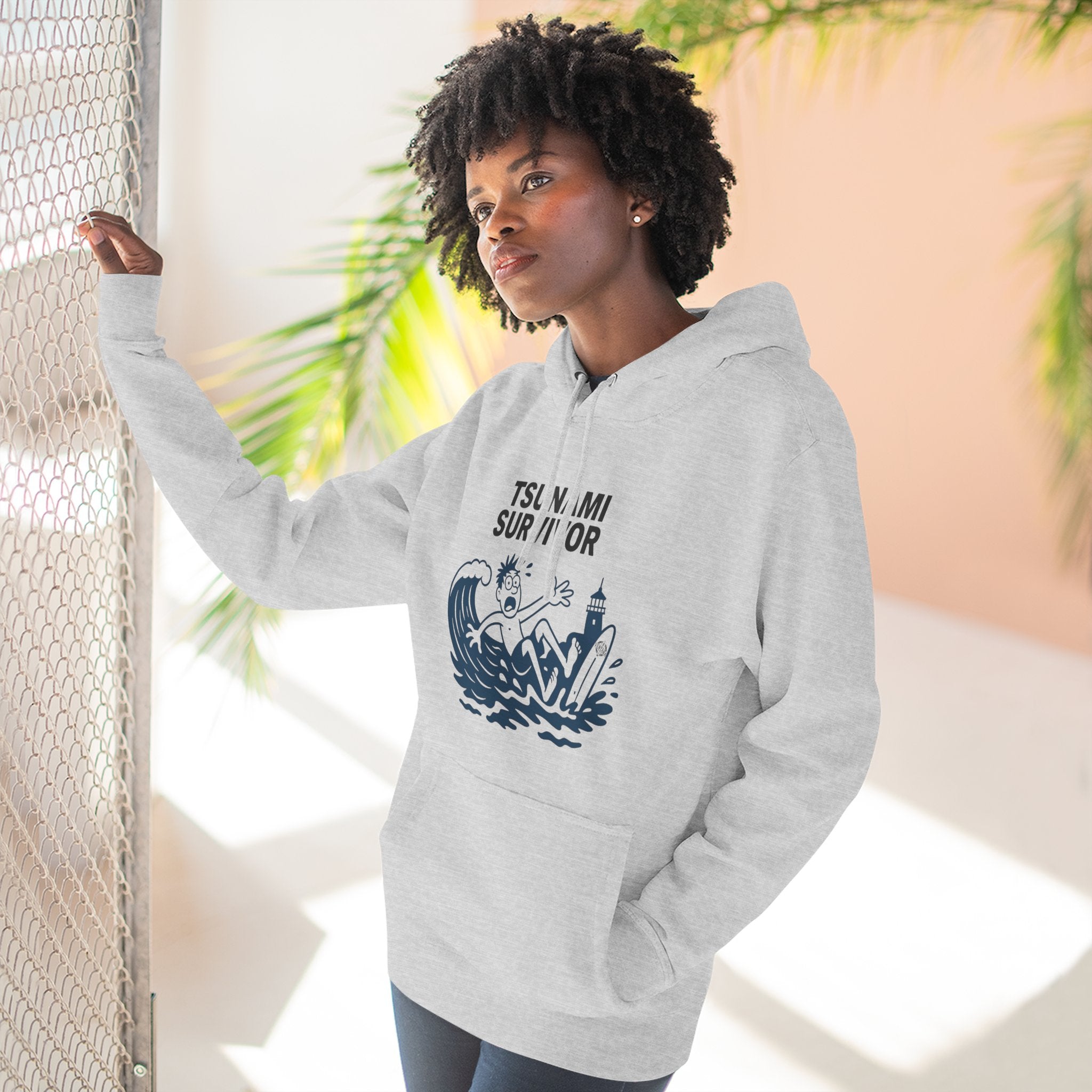 Tsunami Survivor Unisex - Pull-Over Cotton Blend Fleece Hoodie