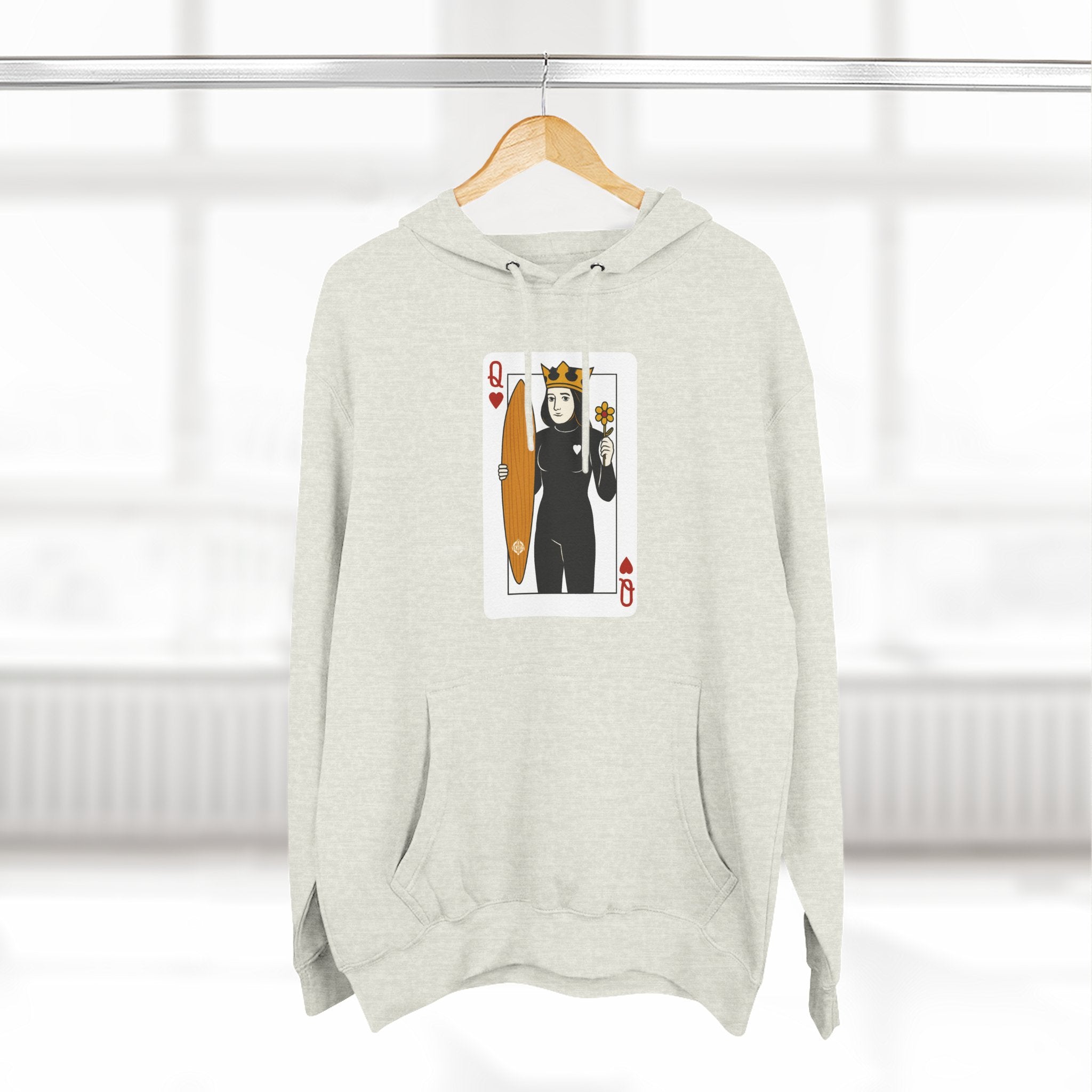 Queen of Hearts Surfer Unisex - Pull-Over Cotton Blend Fleece Hoodie