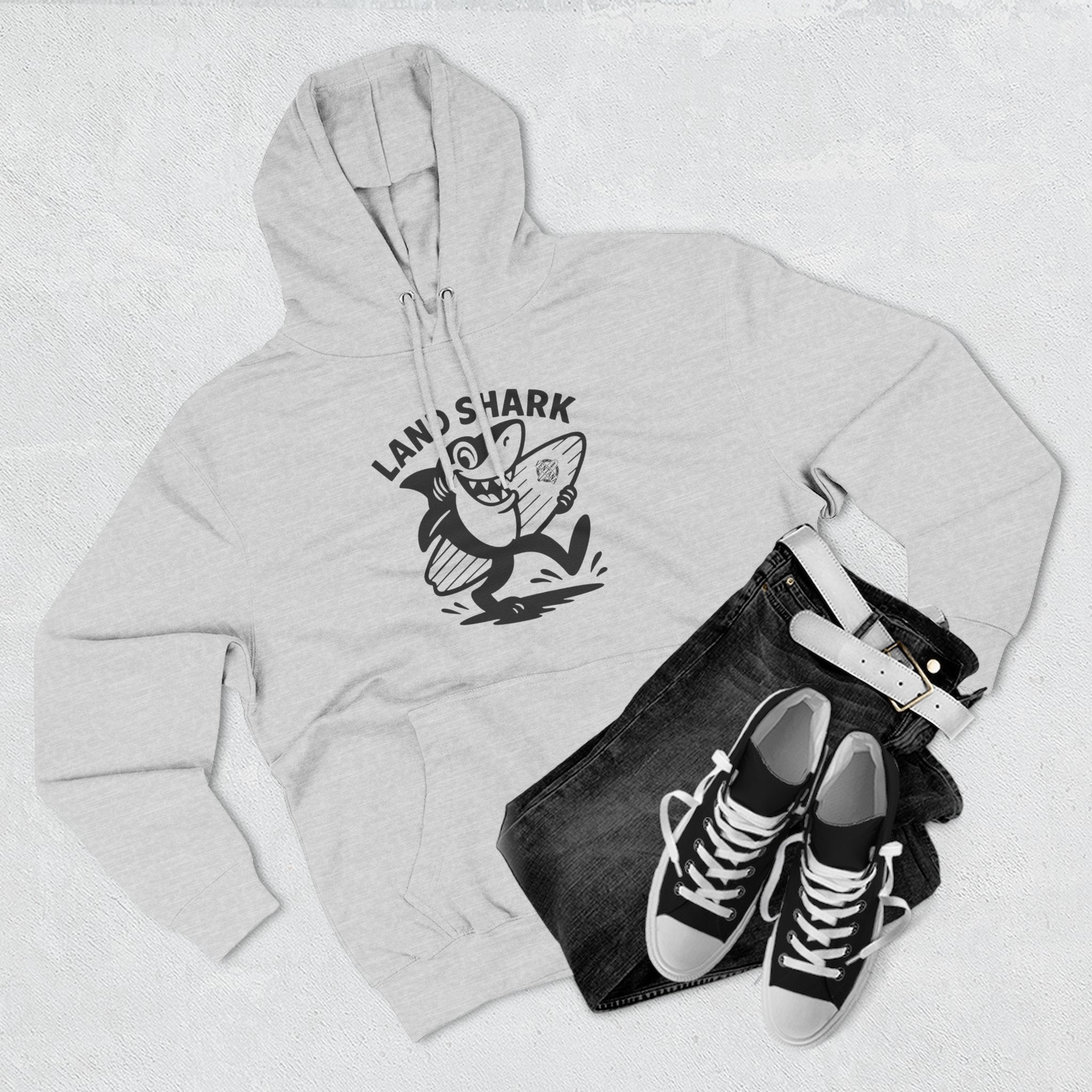 Land Shark Unisex - Pull-Over Cotton Blend Fleece Hoodie