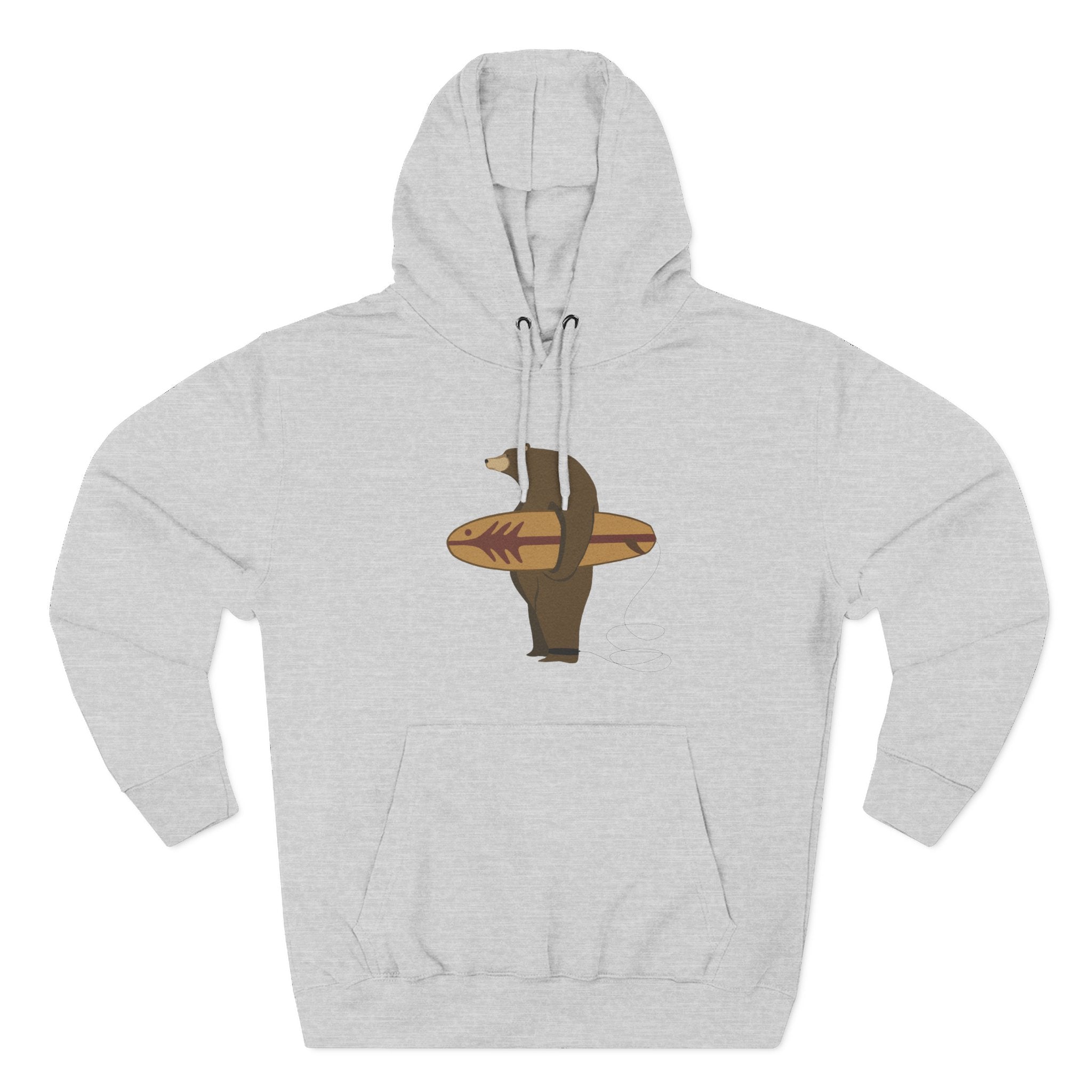 Surfing Grizzly Bear by Fabian Lavater Unisex - Pull-Over Cotton Blend Fleece Hoodie