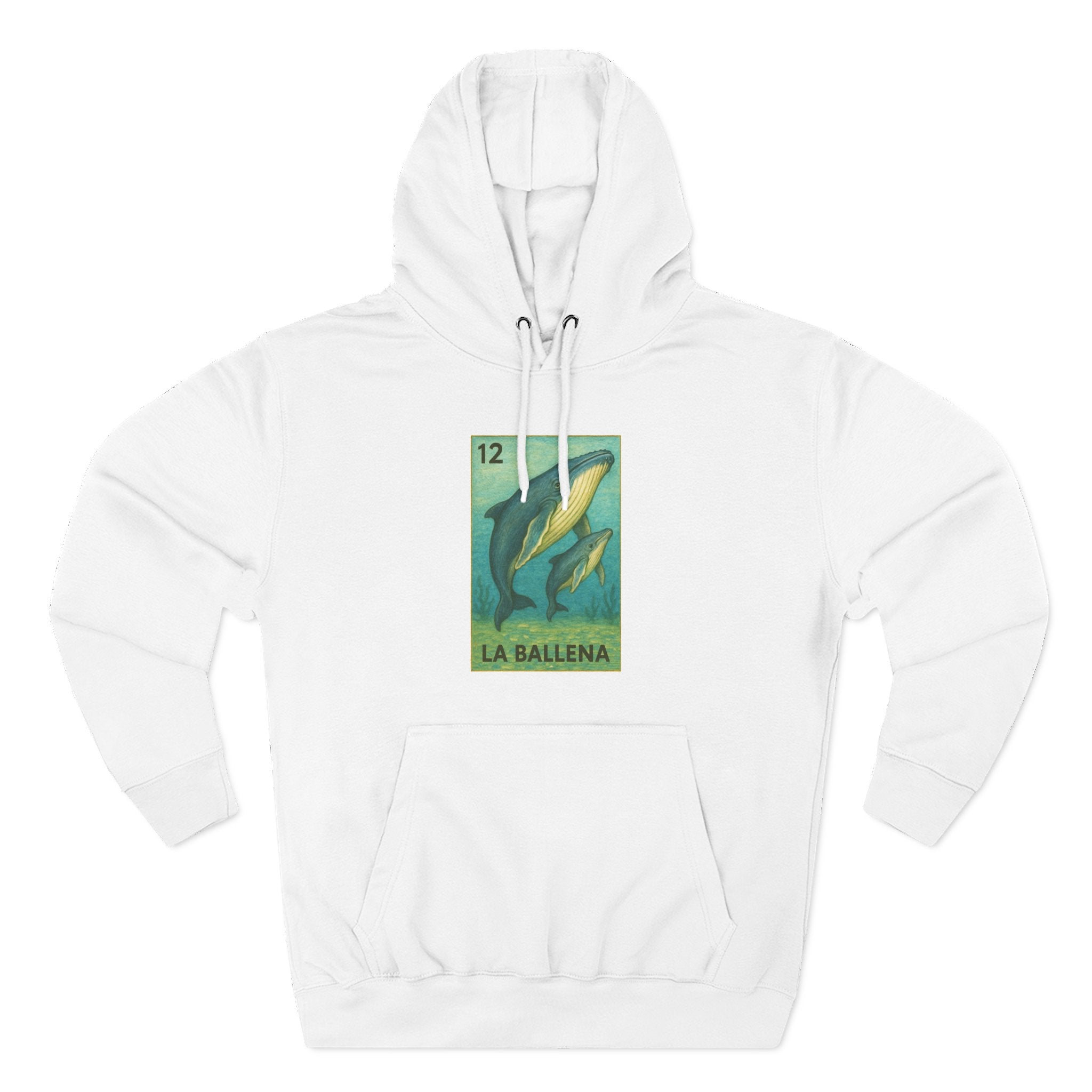 Whale Lotería Unisex - Pull-Over Cotton Blend Fleece Hoodie (La Ballena)