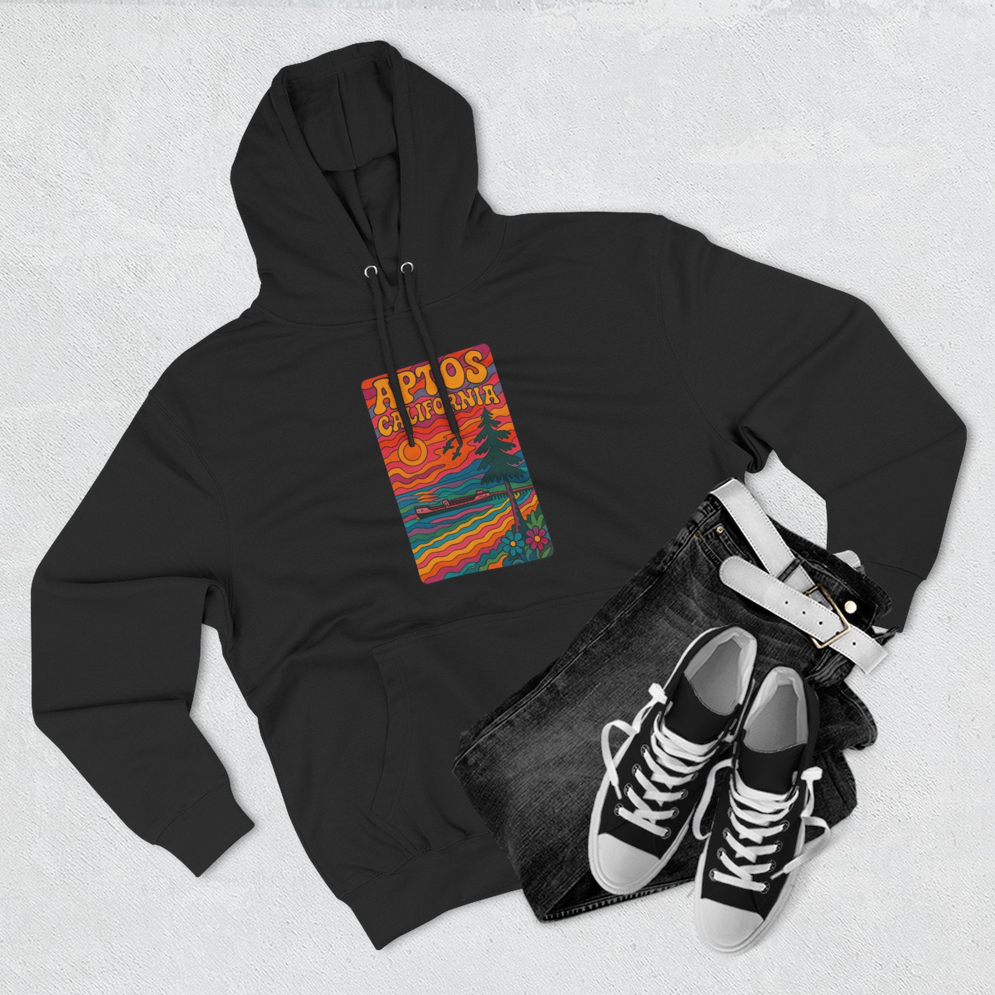 Aptos California Psychedelic Unisex - Pull-Over Cotton Blend Fleece Hoodie
