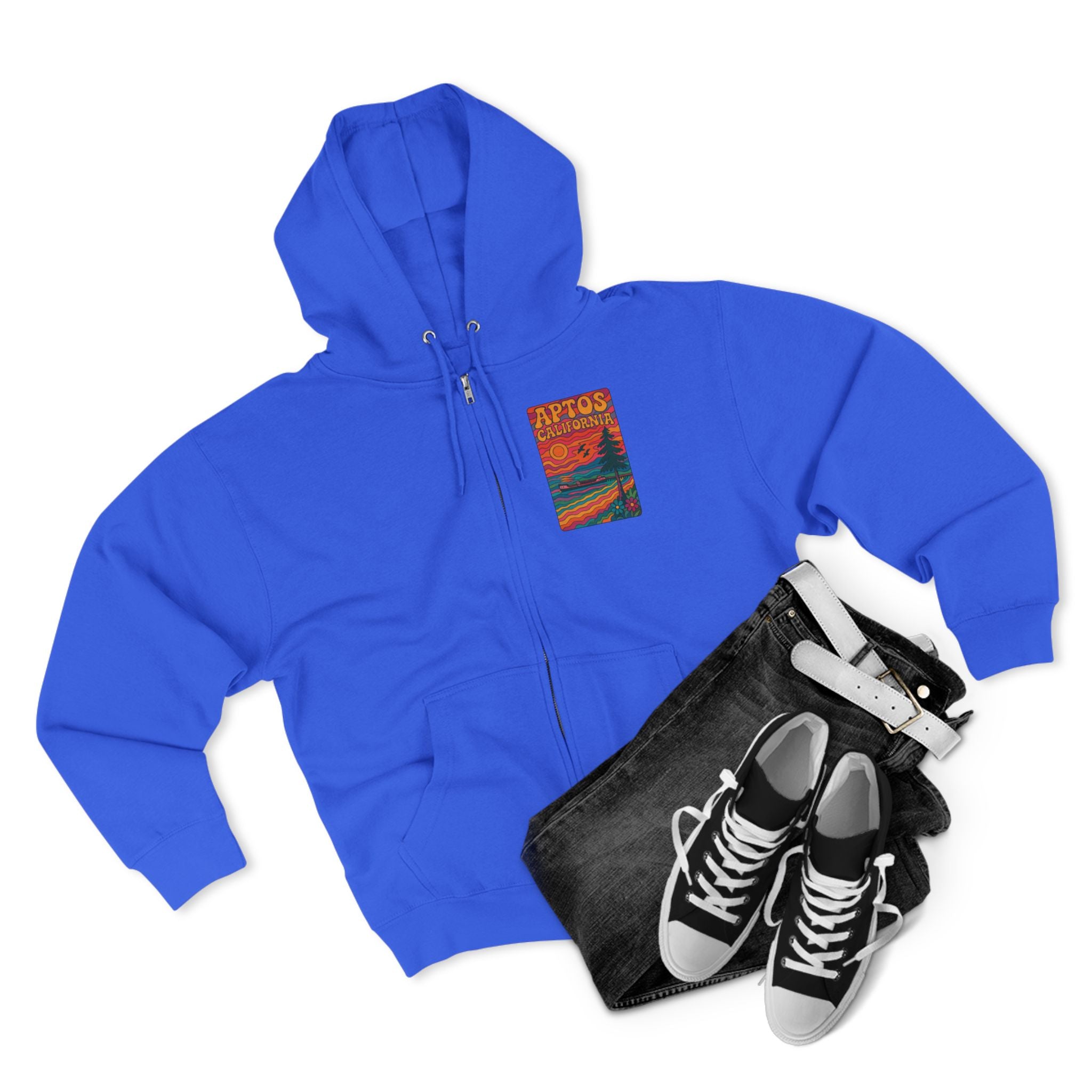 Aptos California Psychedelic Unisex - Zip Cotton Blend Fleece Hoodie