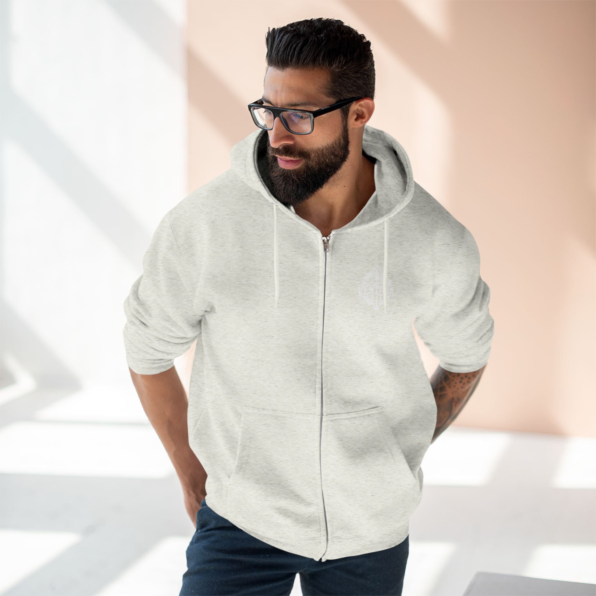 Ventana Treefish Logo Unisex - Zip Cotton Blend Fleece Hoodie