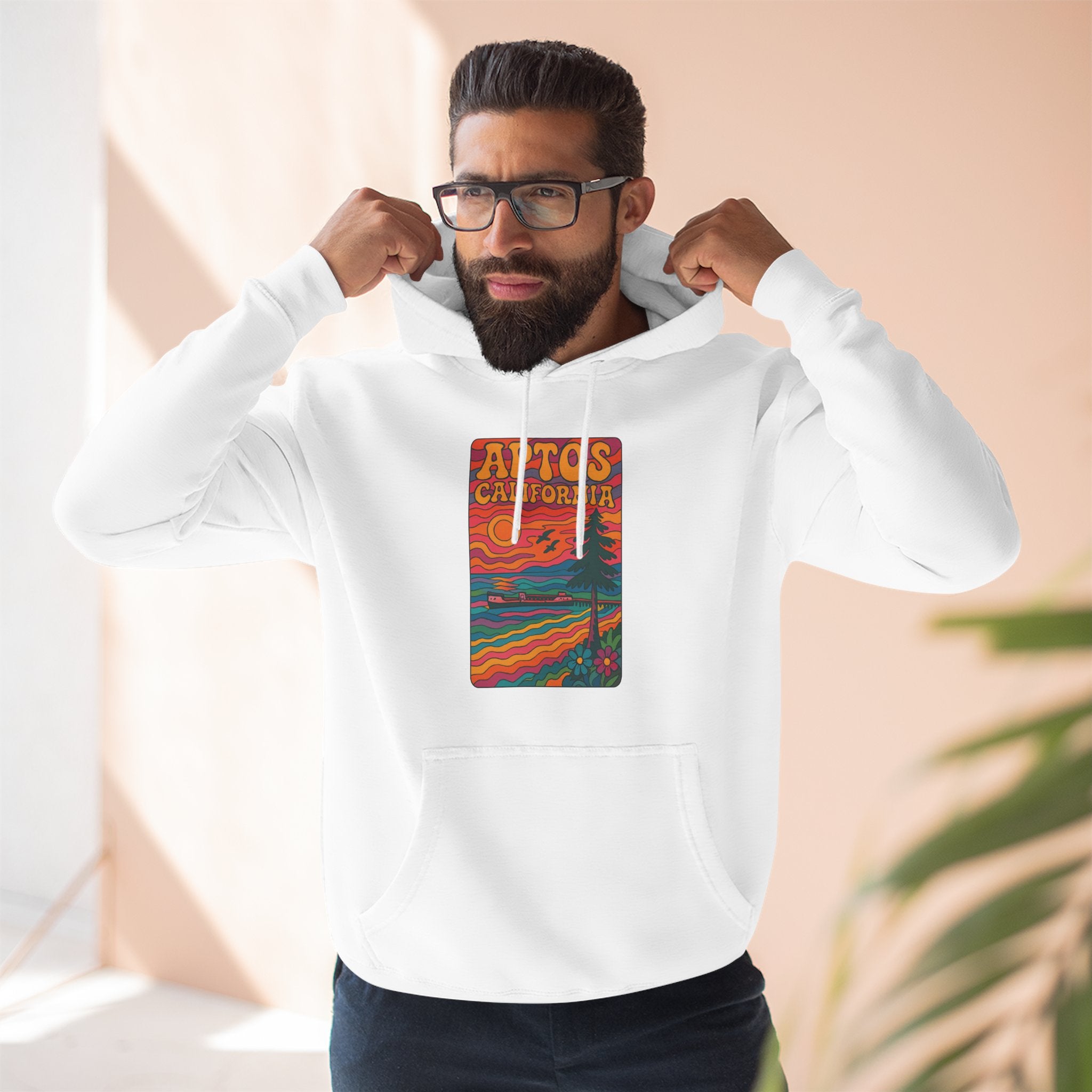 Aptos California Psychedelic Unisex - Pull-Over Cotton Blend Fleece Hoodie