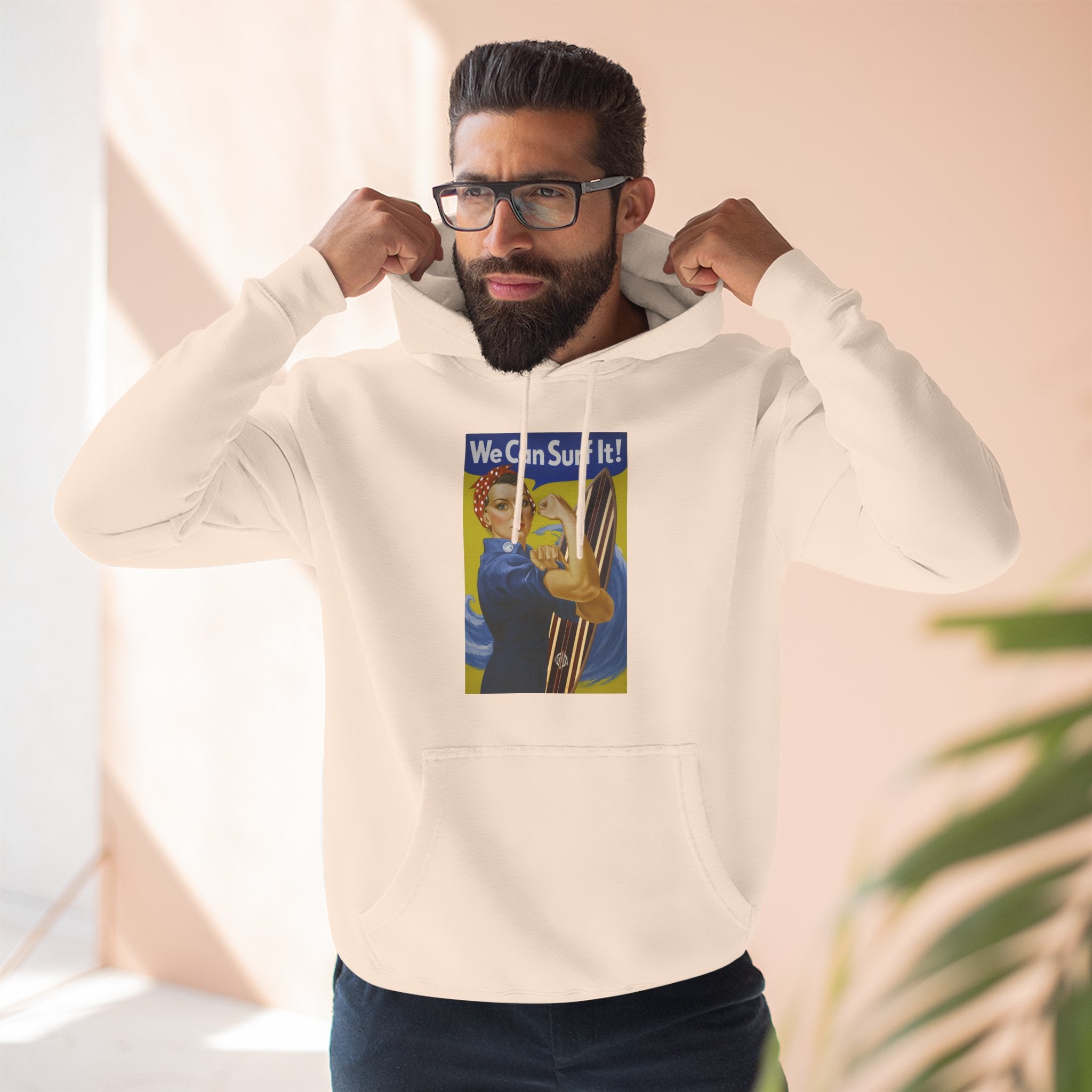 Rosie the Surfer - Pull-Over Cotton Blend Fleece Hoodie