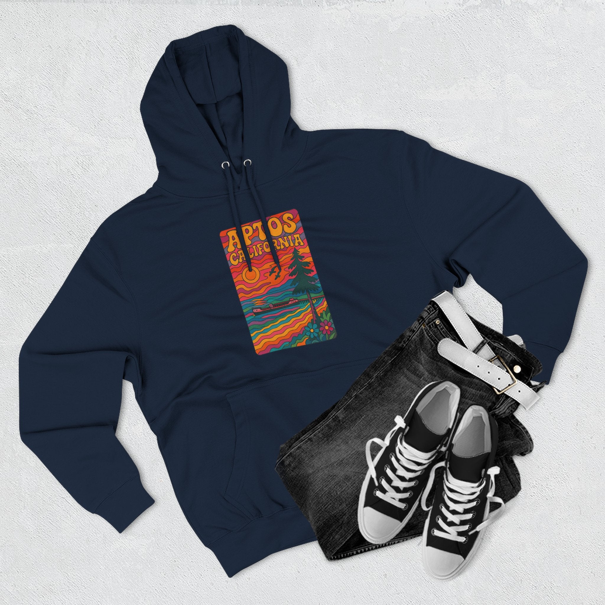 Aptos California Psychedelic Unisex - Pull-Over Cotton Blend Fleece Hoodie