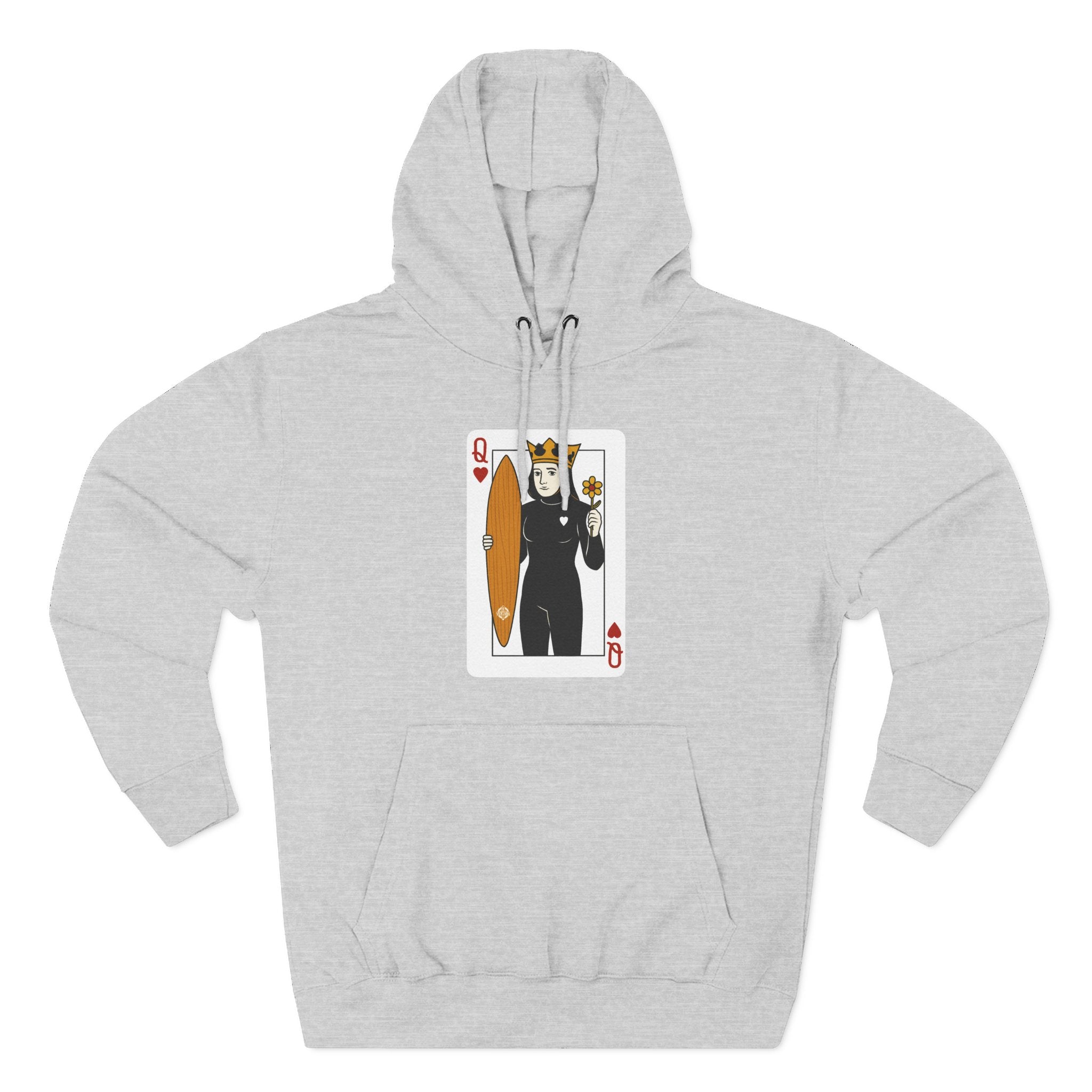 Queen of Hearts Surfer Unisex - Pull-Over Cotton Blend Fleece Hoodie