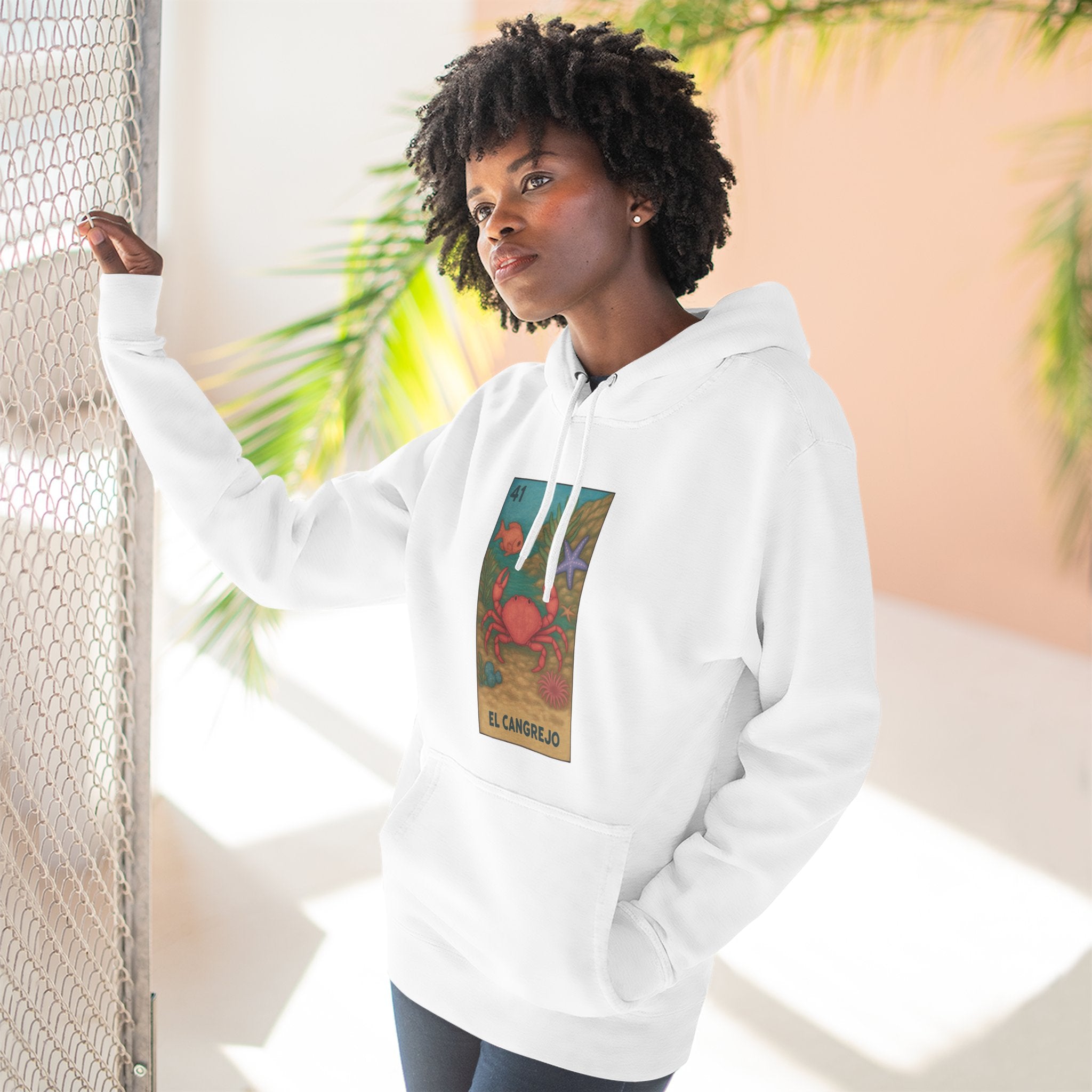 Crab Lotería Unisex - Pull-Over Cotton Blend Fleece Hoodie (El Cangrejo)