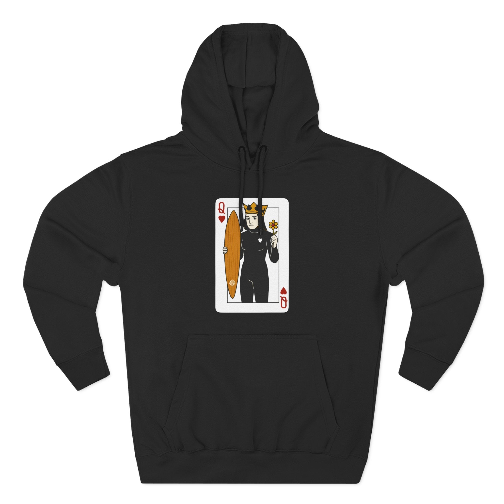 Queen of Hearts Surfer Unisex - Pull-Over Cotton Blend Fleece Hoodie