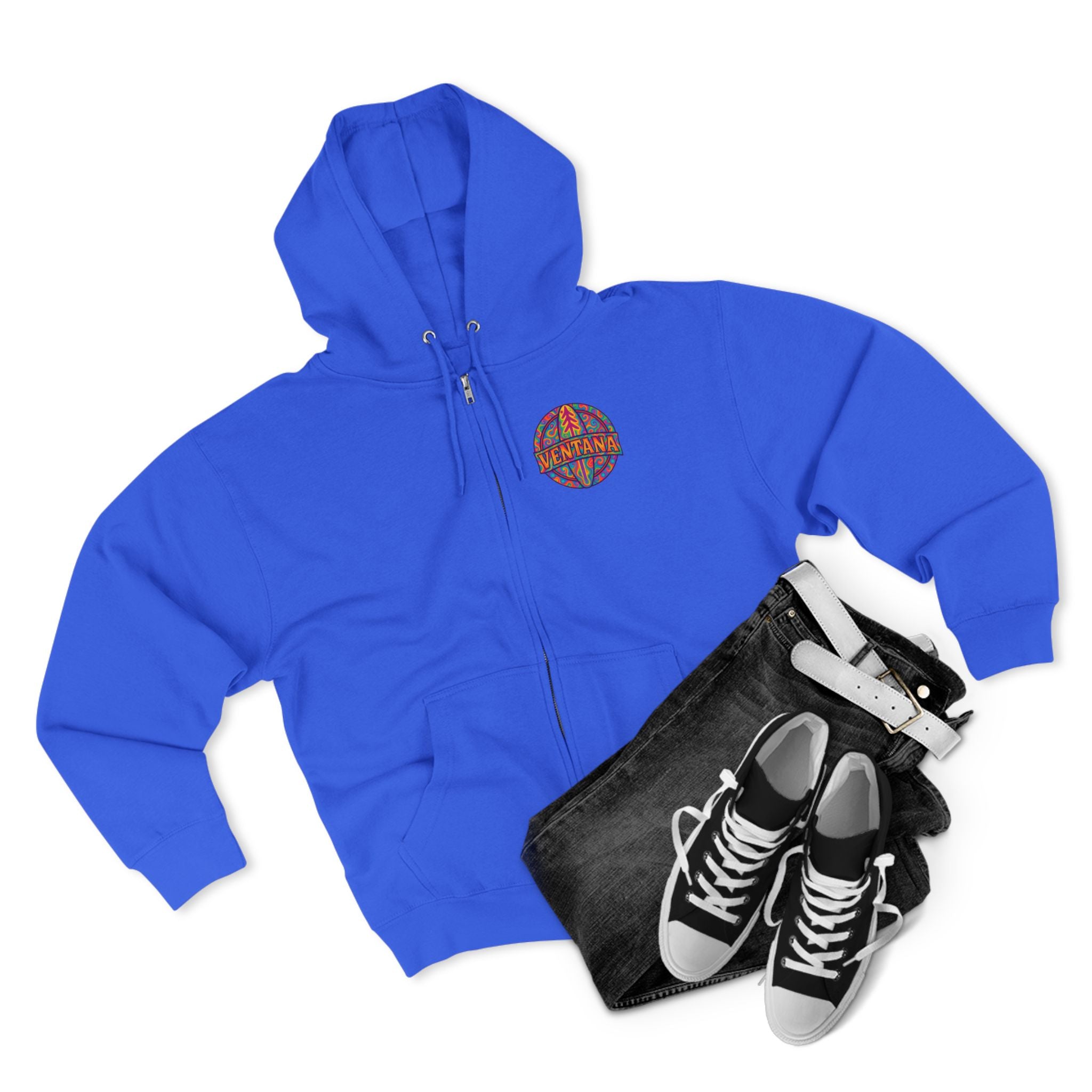 Ventana Psychedelic Treefish Logo Unisex - Zip Cotton Blend Fleece Hoodie