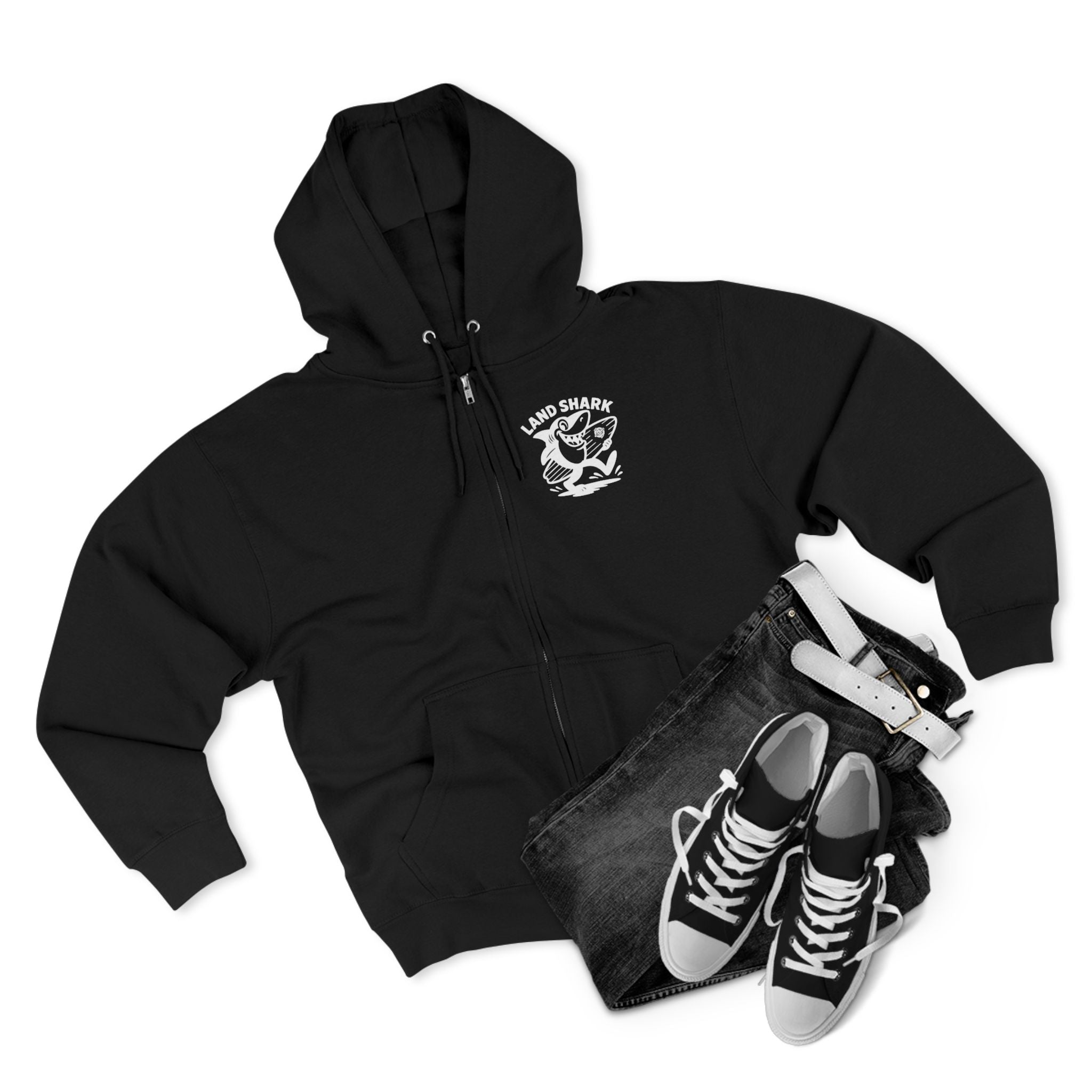 Land Shark Unisex - Zip Cotton Blend Fleece Hoodie