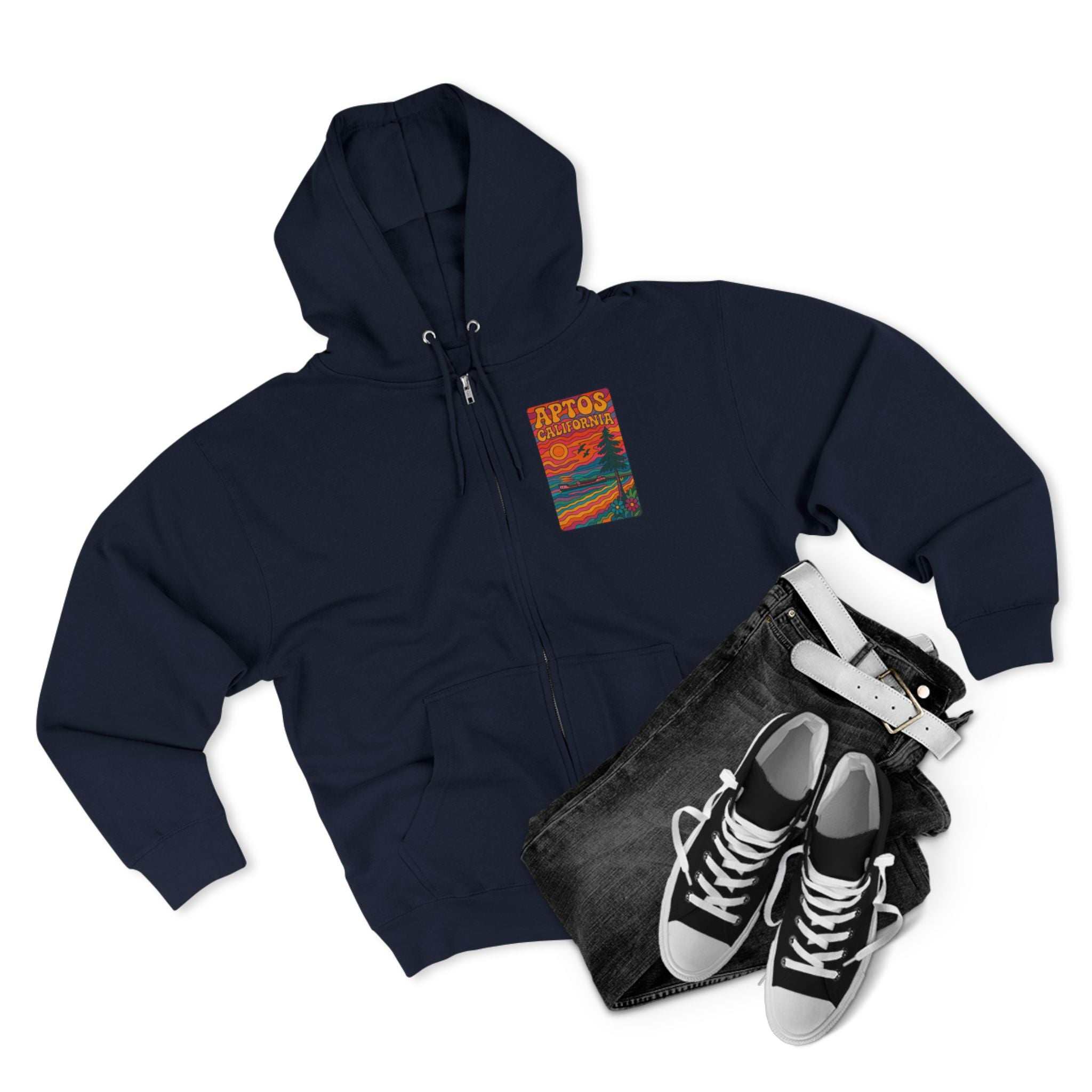 Aptos California Psychedelic Unisex - Zip Cotton Blend Fleece Hoodie
