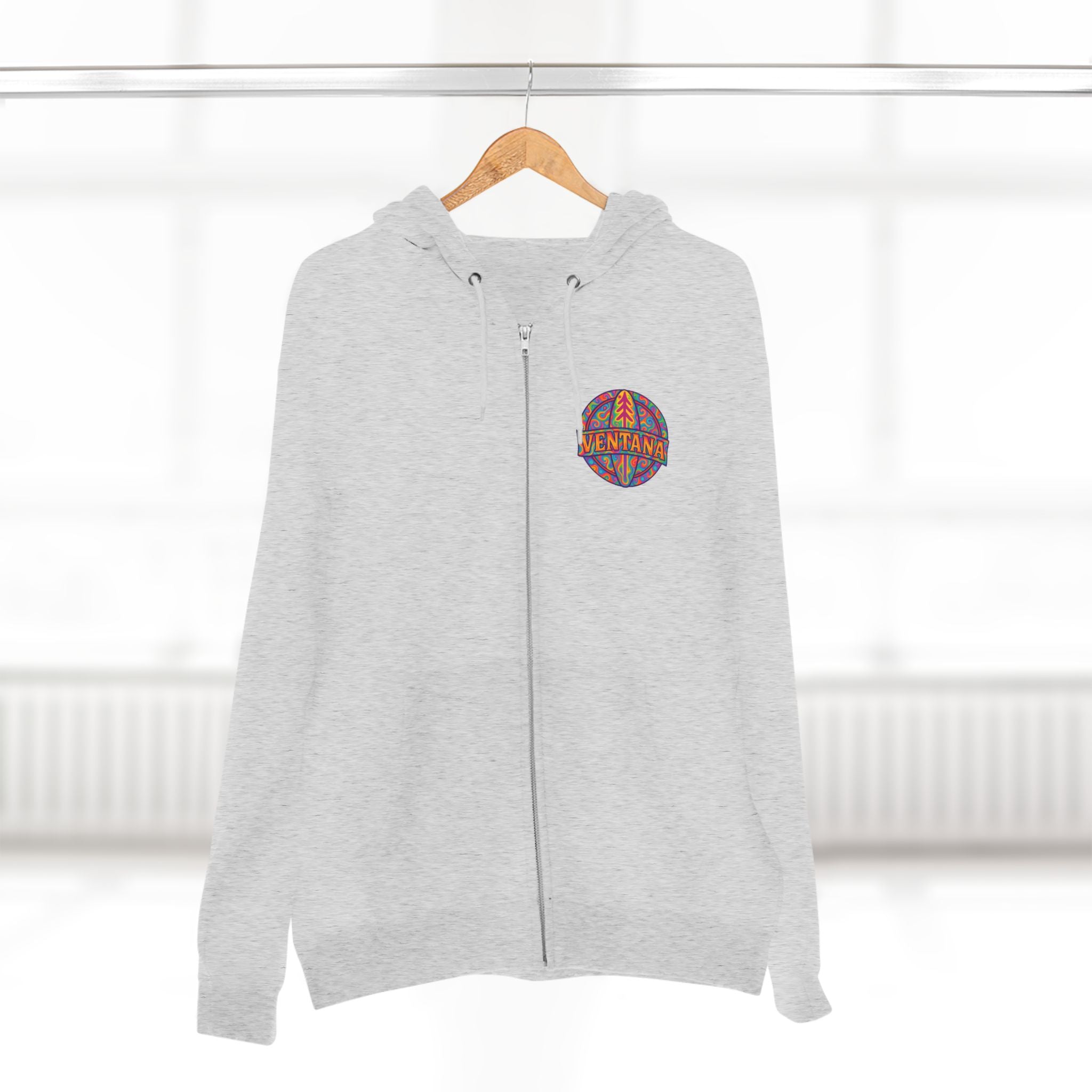 Ventana Psychedelic Treefish Logo Unisex - Zip Cotton Blend Fleece Hoodie