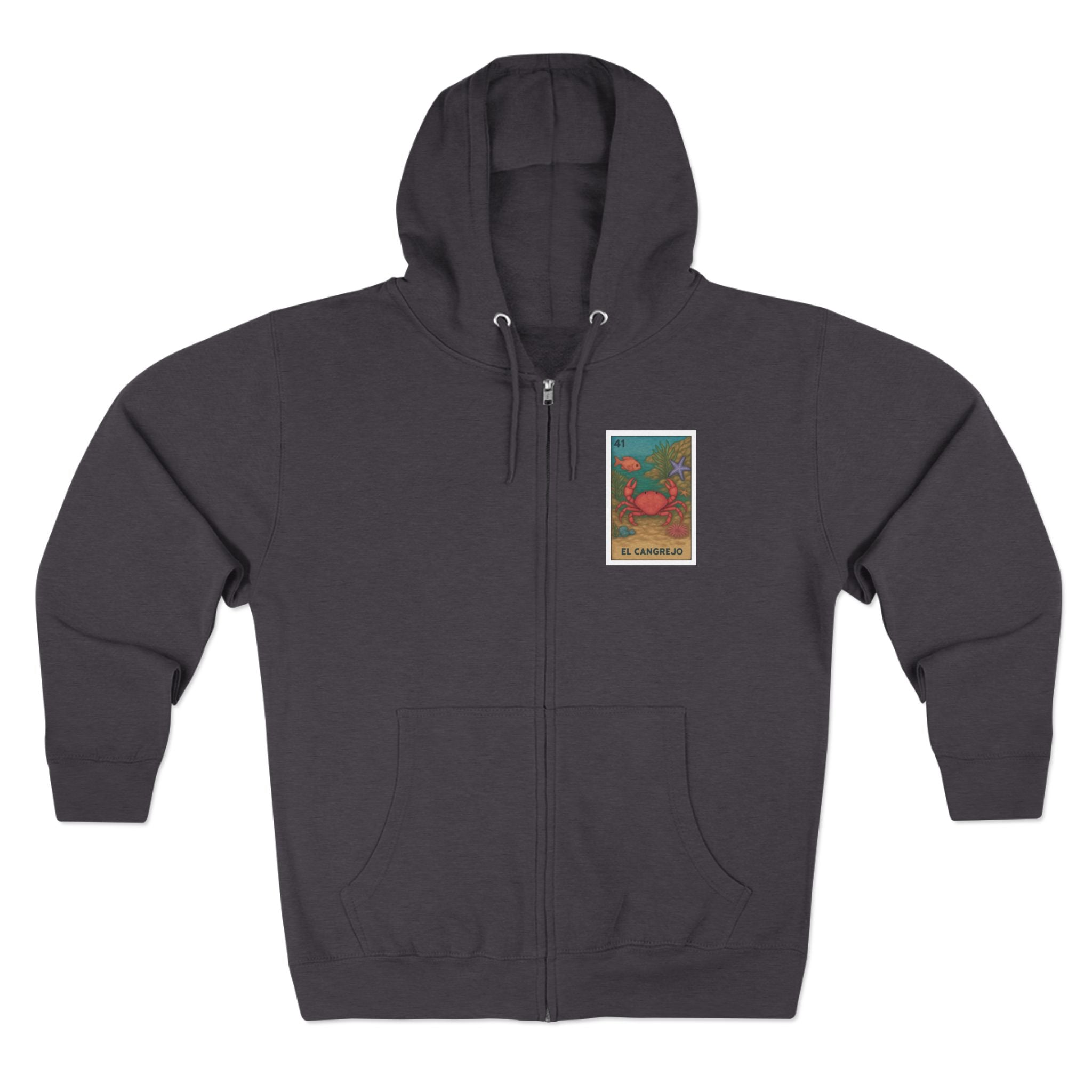 Crab Lotería Unisex - Zip Cotton Blend Fleece Hoodie (El Cangrejo)