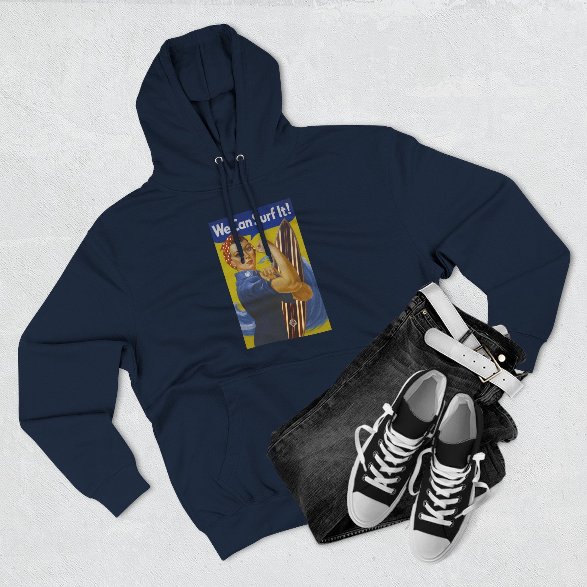 Rosie the Surfer - Pull-Over Cotton Blend Fleece Hoodie
