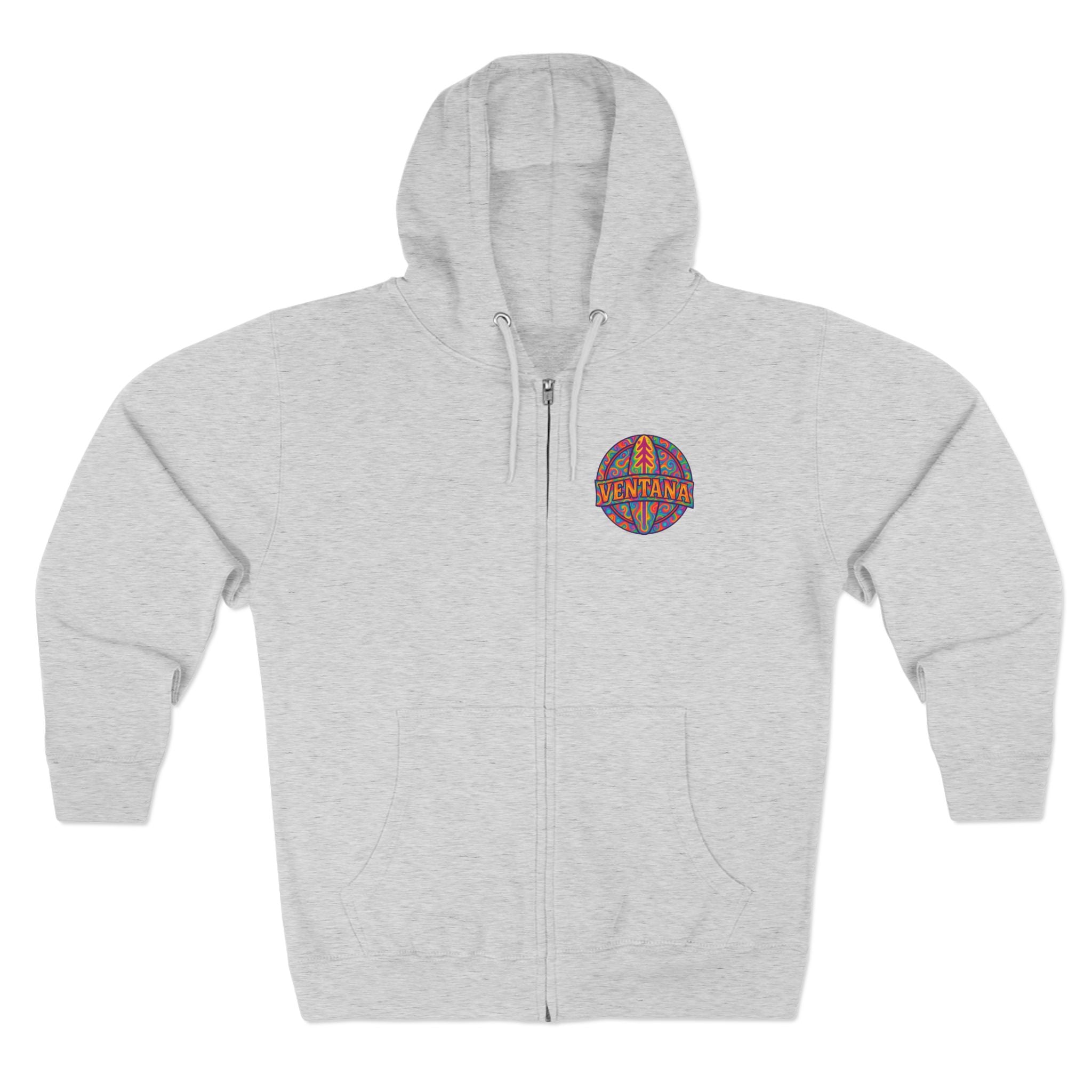 Ventana Psychedelic Treefish Logo Unisex - Zip Cotton Blend Fleece Hoodie